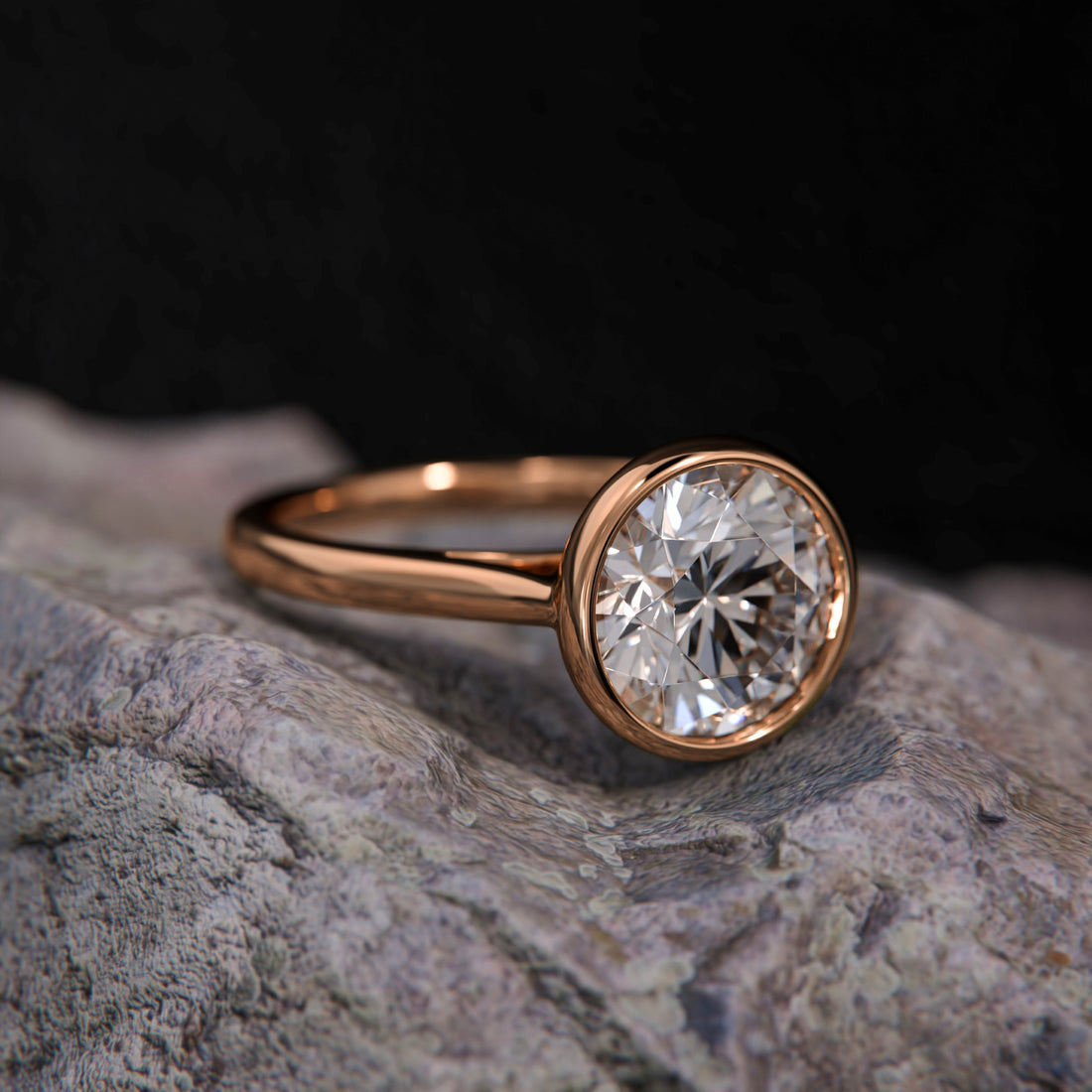 Round-Cut Bezel-Set Lab-Grown Diamond Solitaire Ring | Sustainable Luxury by Elrock Jewels™