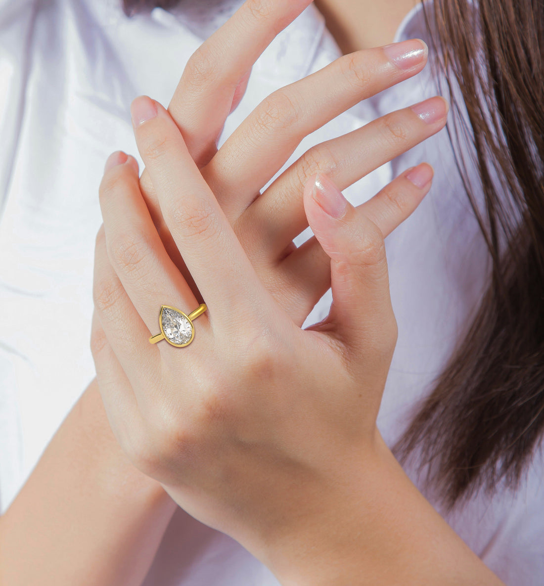 Pear-Cut Lab-Grown Diamond Bezel Ring | Sustainable Luxury by Elrock Jewels™