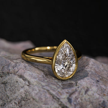 Pear-Cut Lab-Grown Diamond Bezel Ring | Sustainable Luxury by Elrock Jewels™