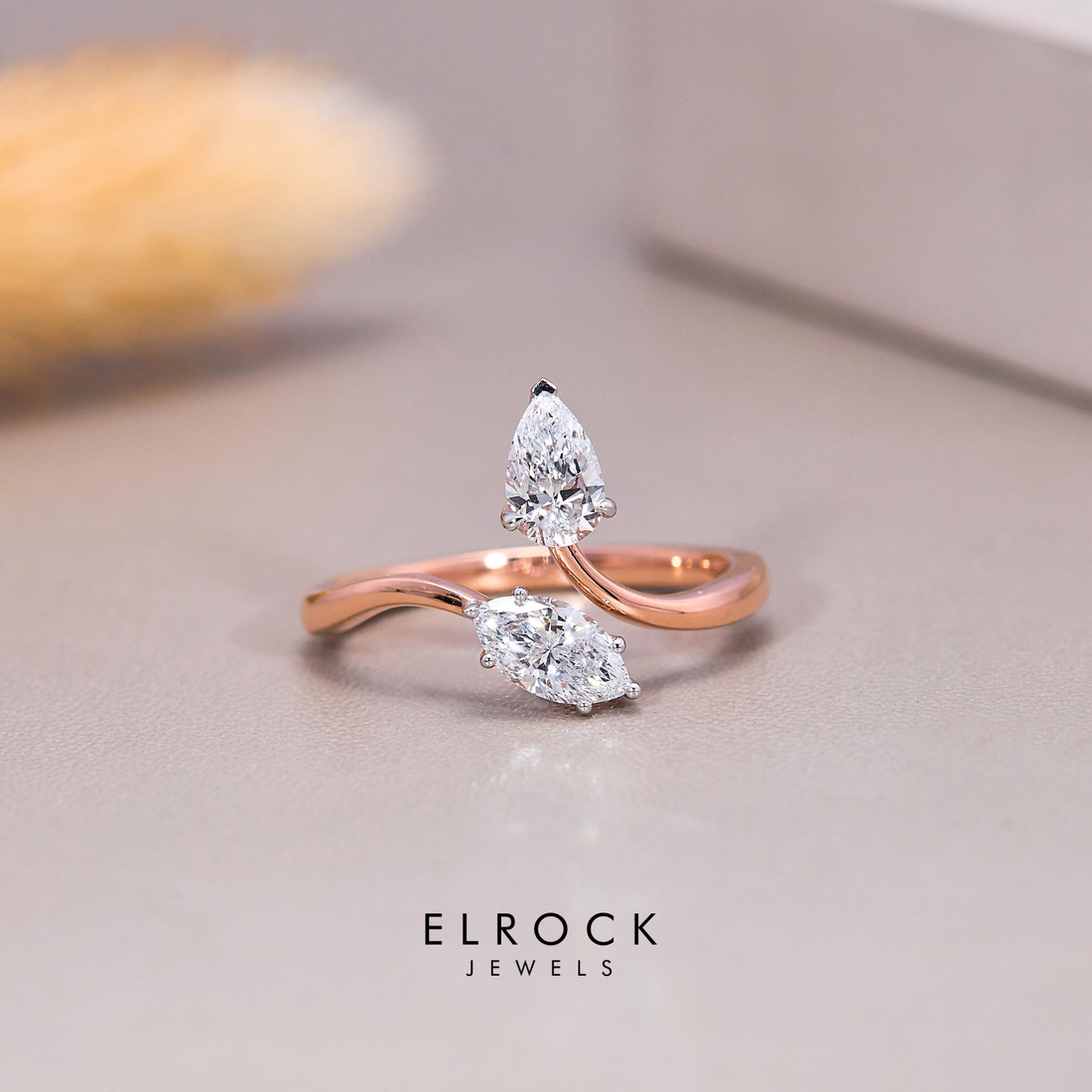 Pear Cut Toi et Moi Diamond Ring 
