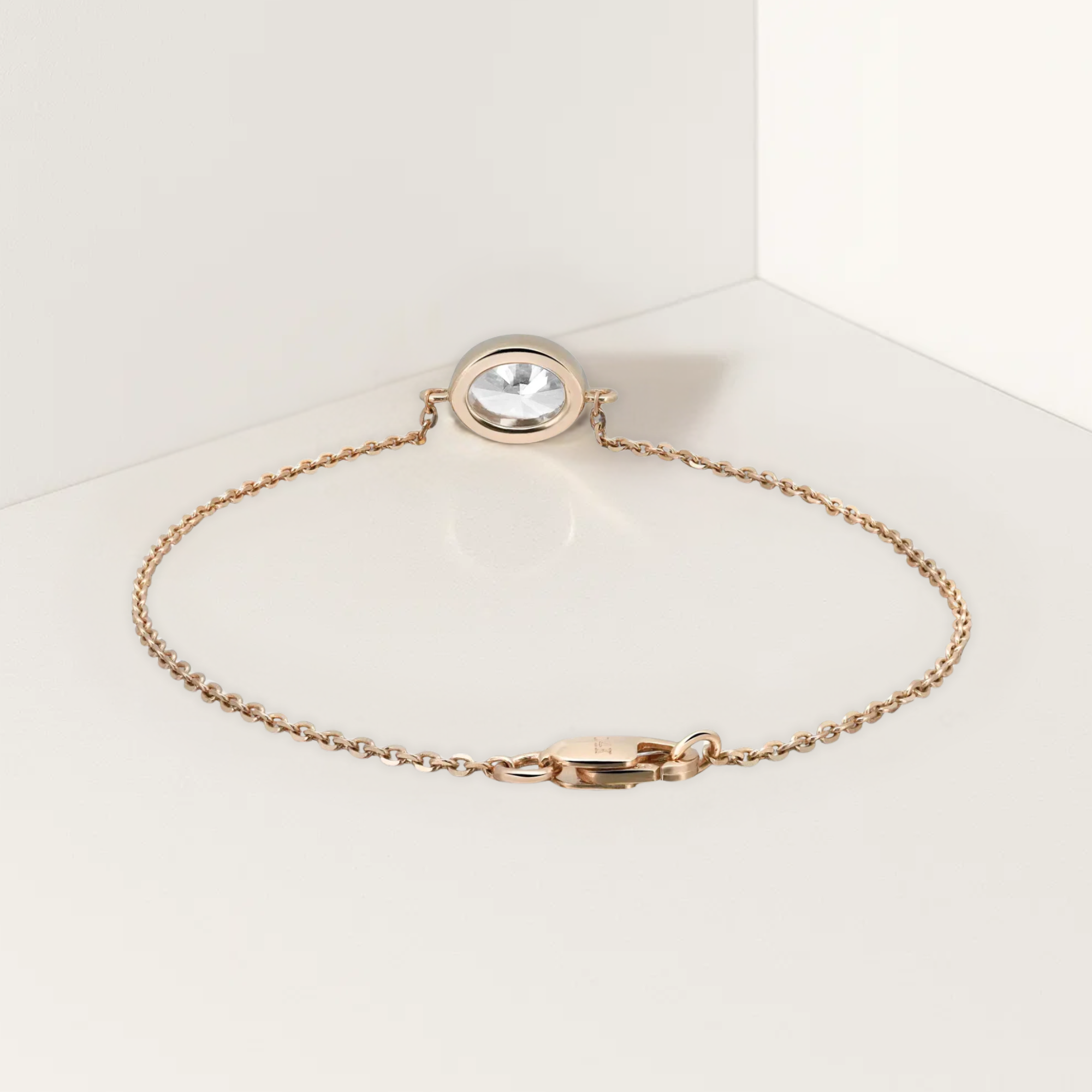 14K Gold Bezel Setting Diamond Bracelet for Women