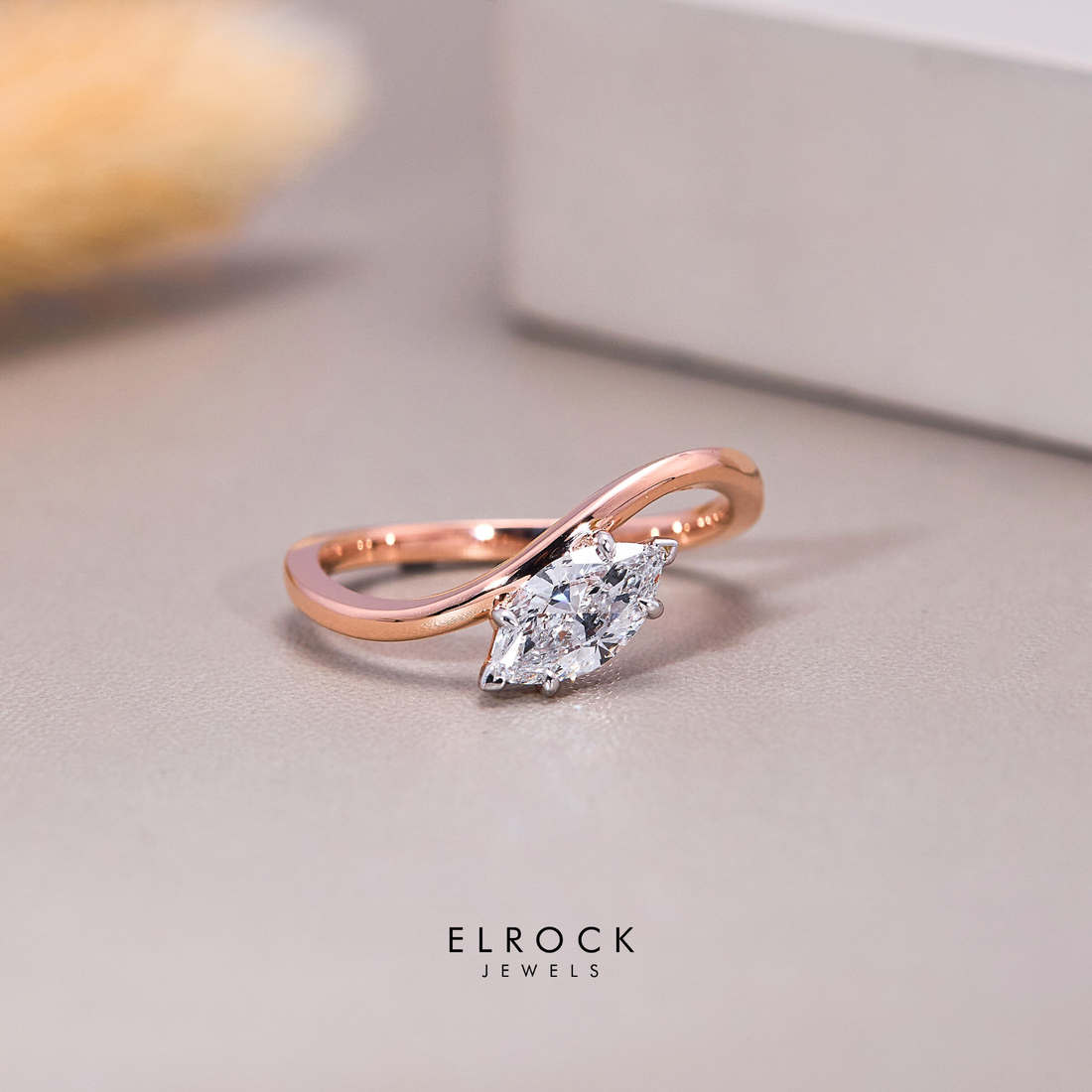 Boho Marquise Cut Lab Grown Diamond Ring