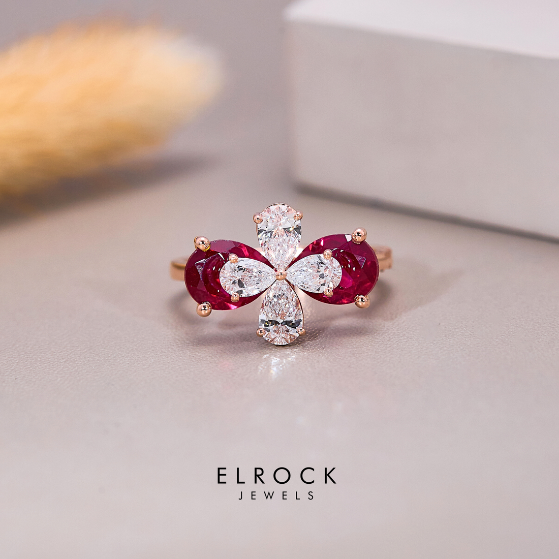 14k Solid Gold Floral Anniversary Ring
