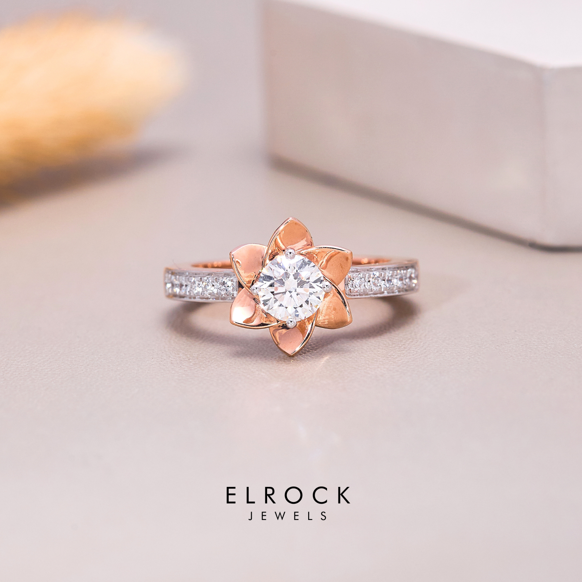 14K Gold Floral Minimalist Lab Grown Diamond Ring