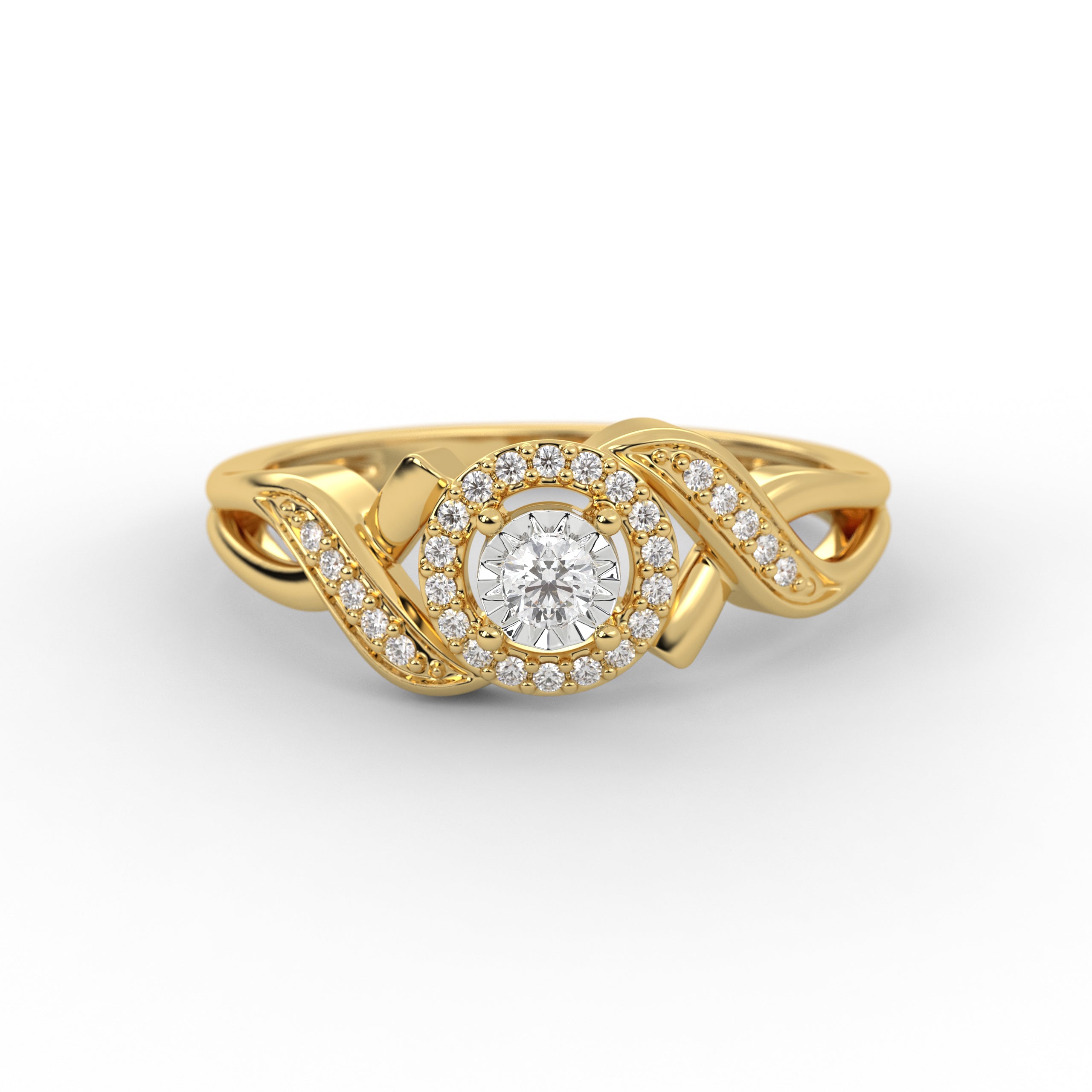14K Gold Round Lab Grown Diamond Engagement Ring