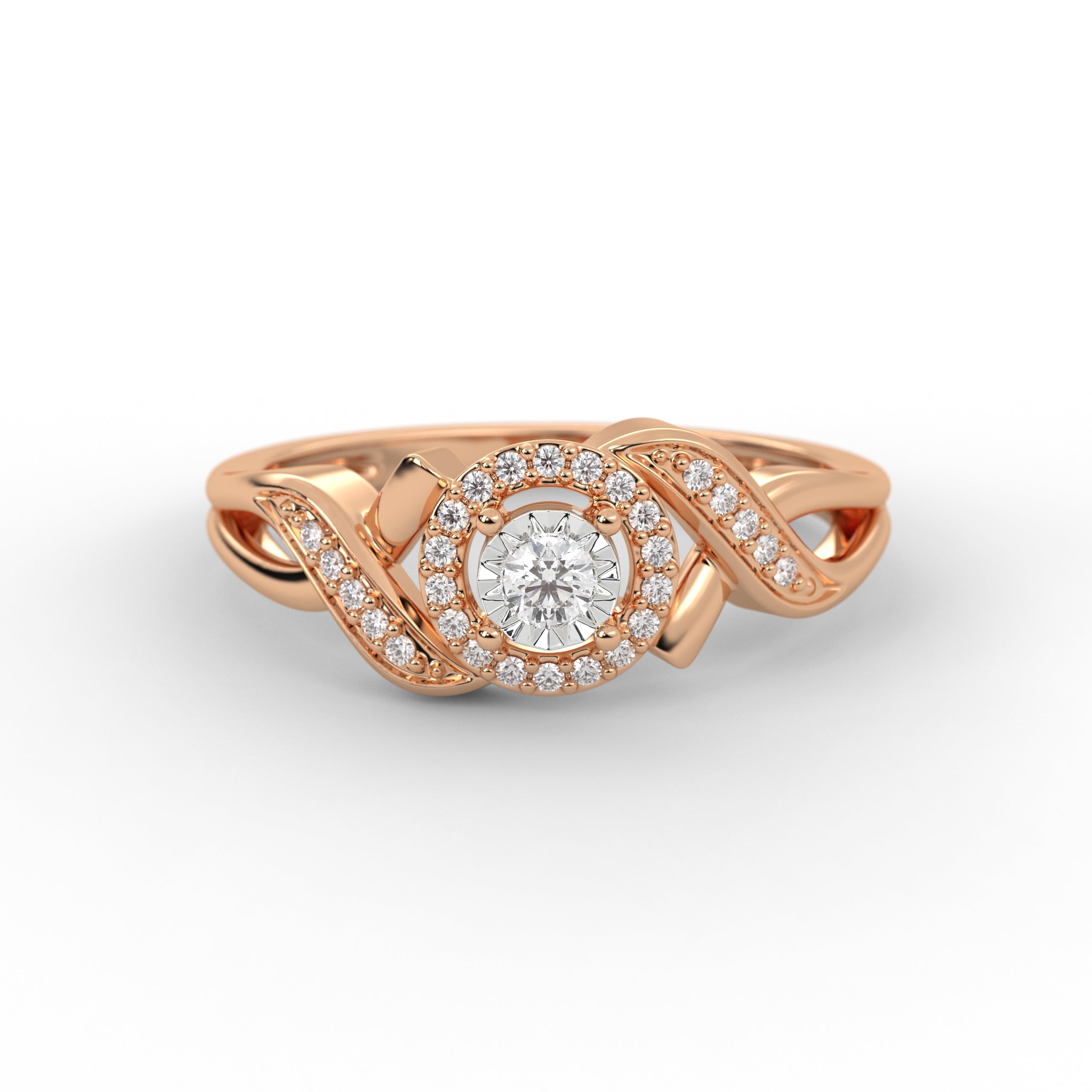 14K Gold Round Lab Grown Diamond Engagement Ring