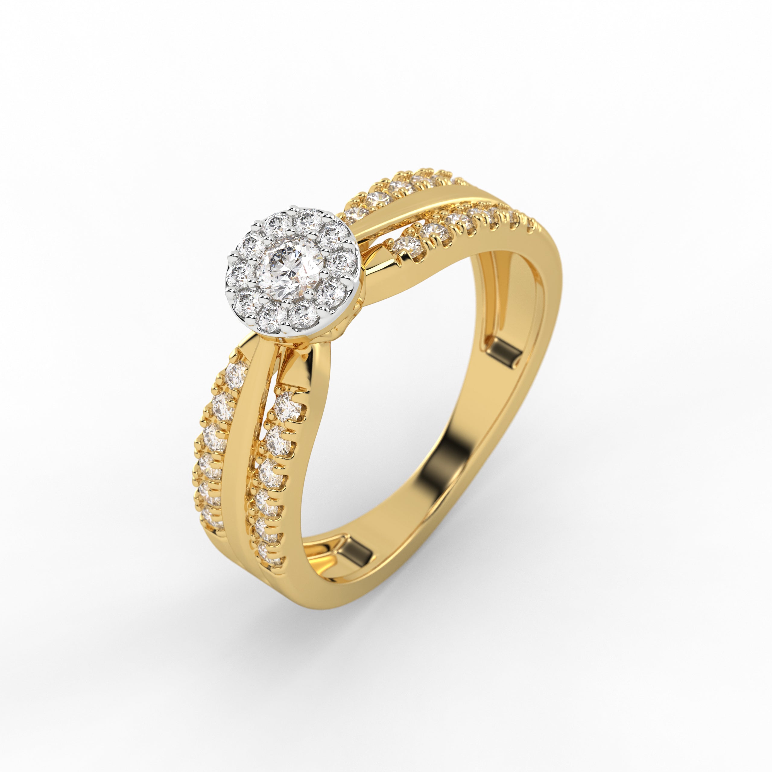 14K Gold Round Two Tone Round Engagement Ring