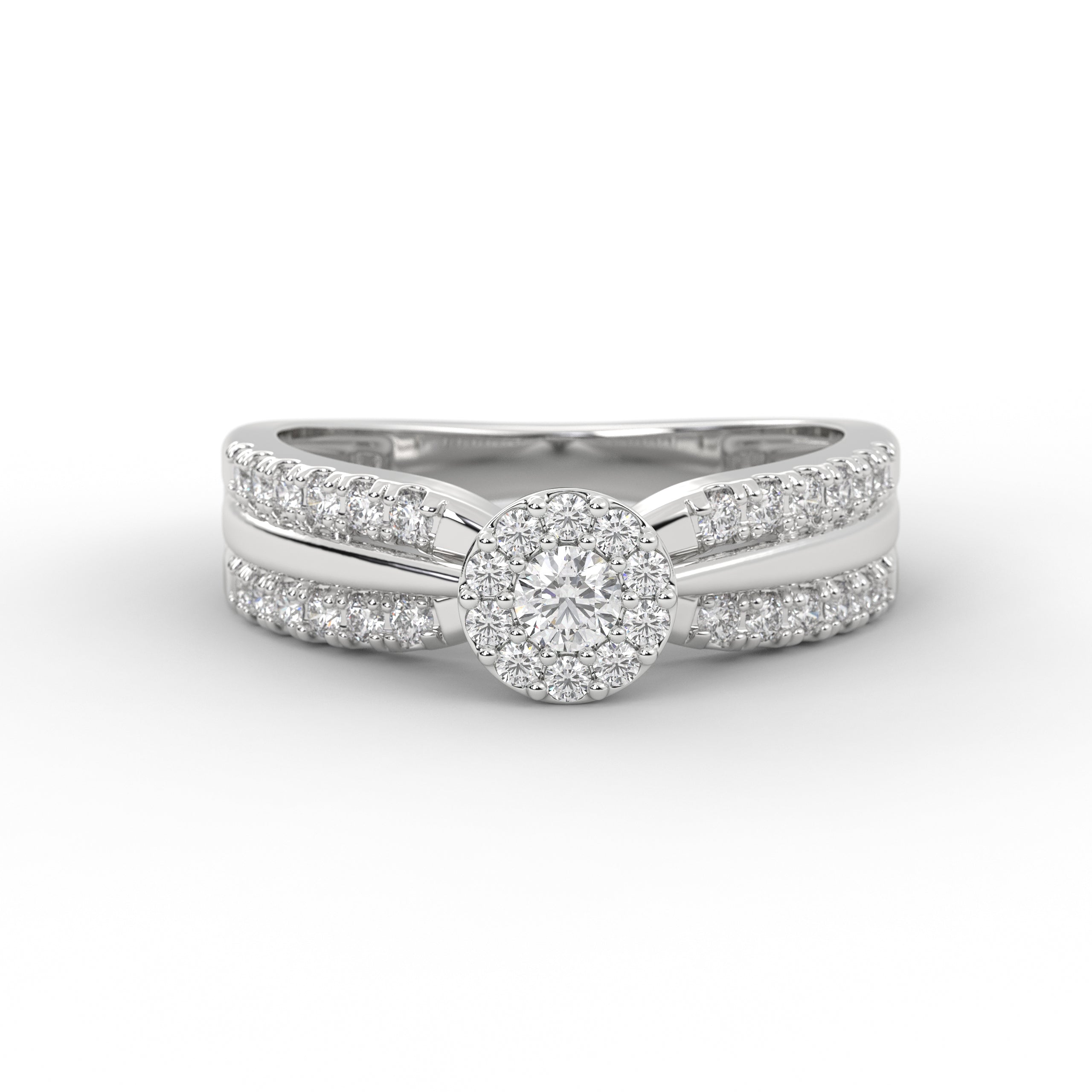 14K Gold Round Two Tone Round Engagement Ring