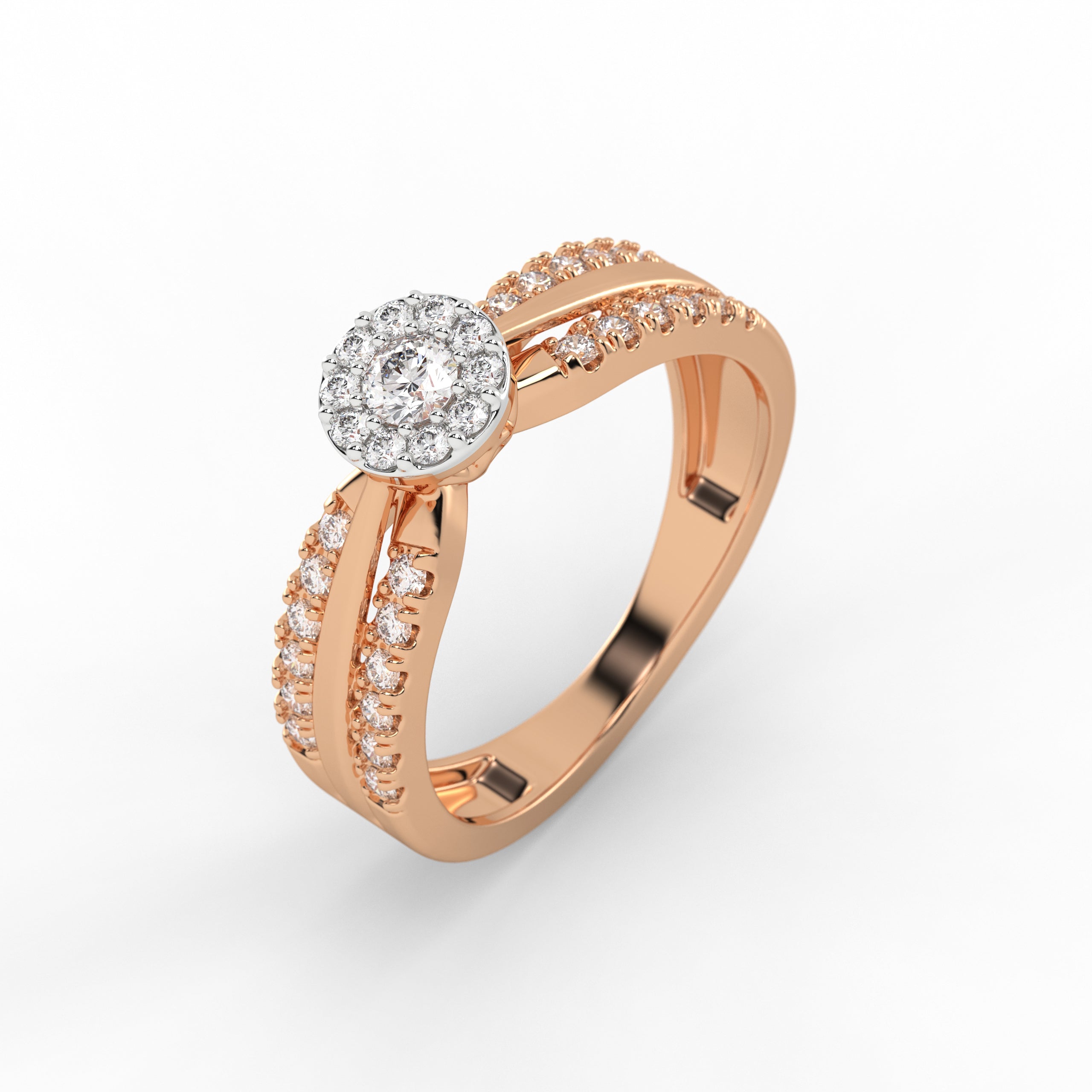 14K Gold Round Two Tone Round Engagement Ring