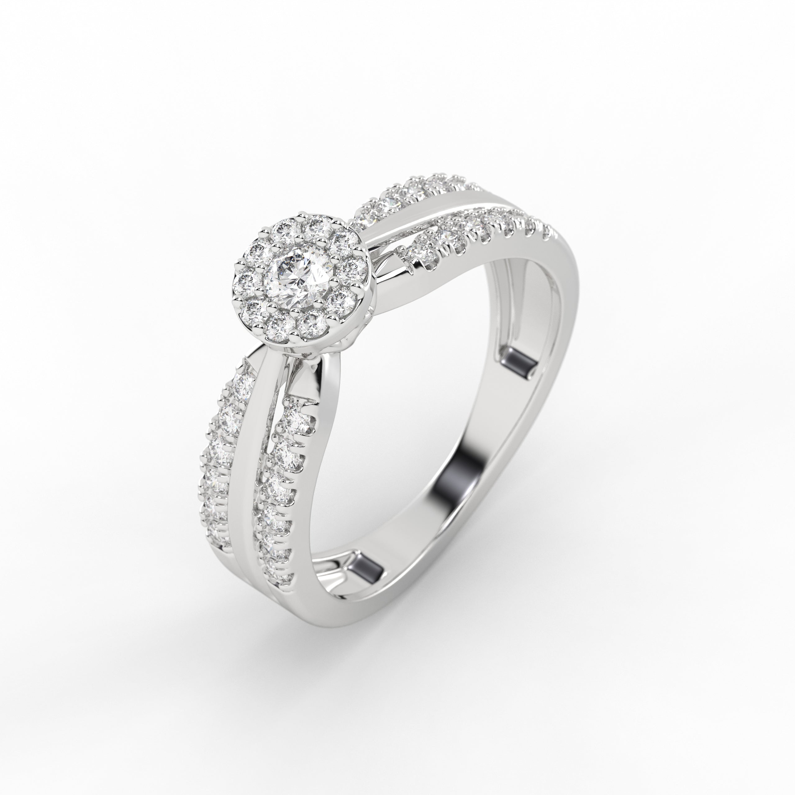 14K Gold Round Two Tone Round Engagement Ring