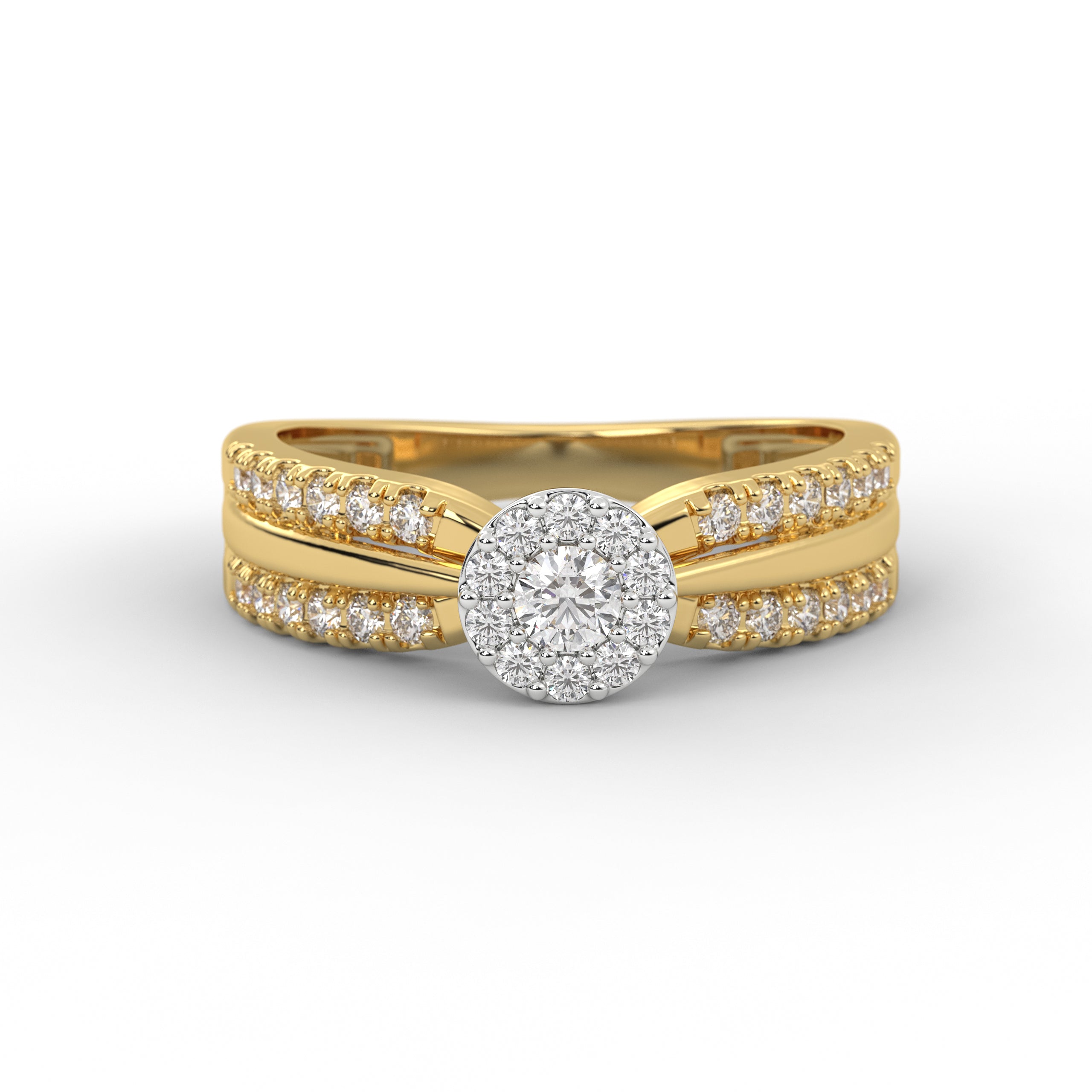 14K Gold Round Two Tone Round Engagement Ring