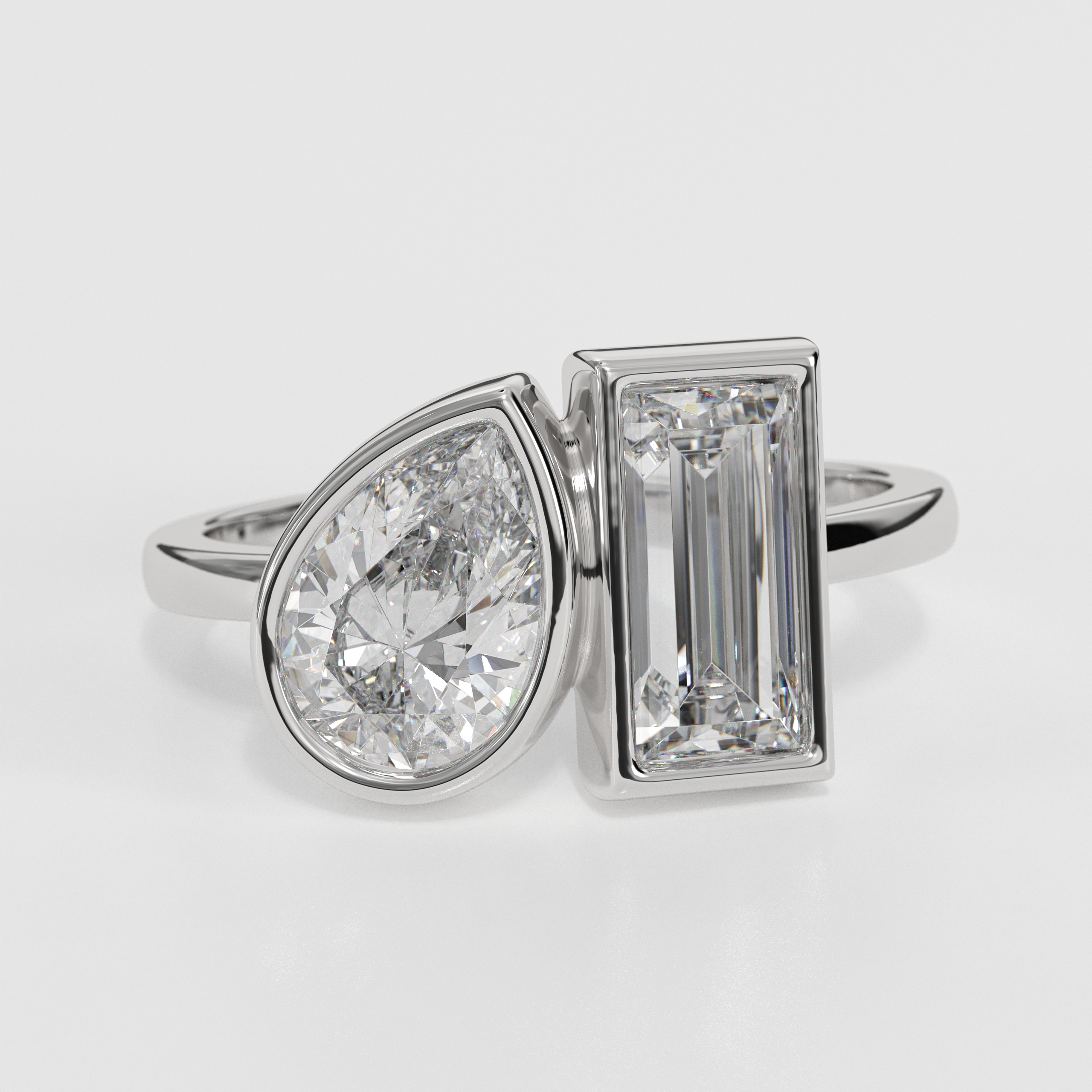 14K Gold Toi et Moi Ring Two Stone Ring
