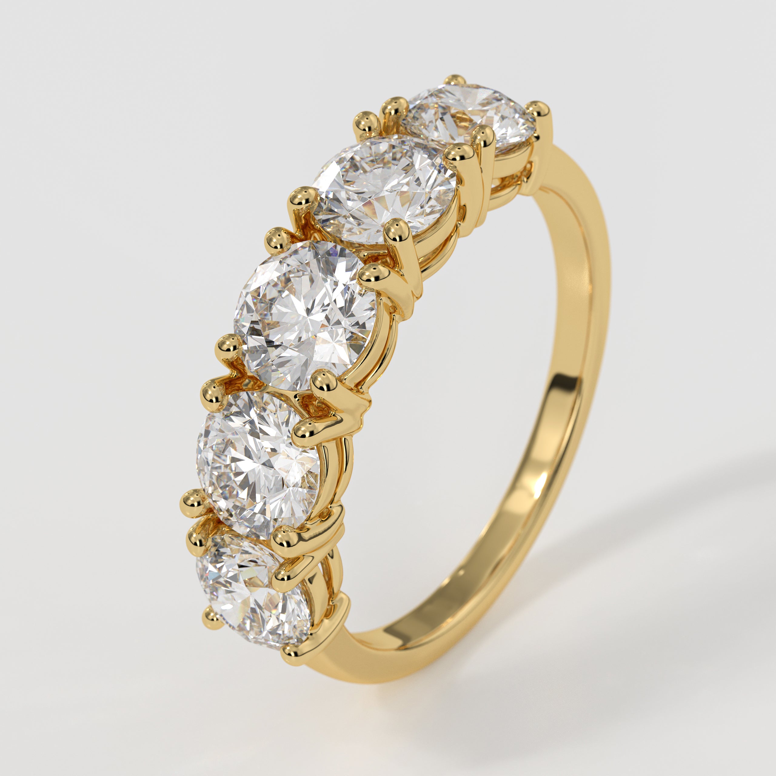 14K Gold 2.10 CT 5 Stone Diamond Wedding Band Anniversary Ring