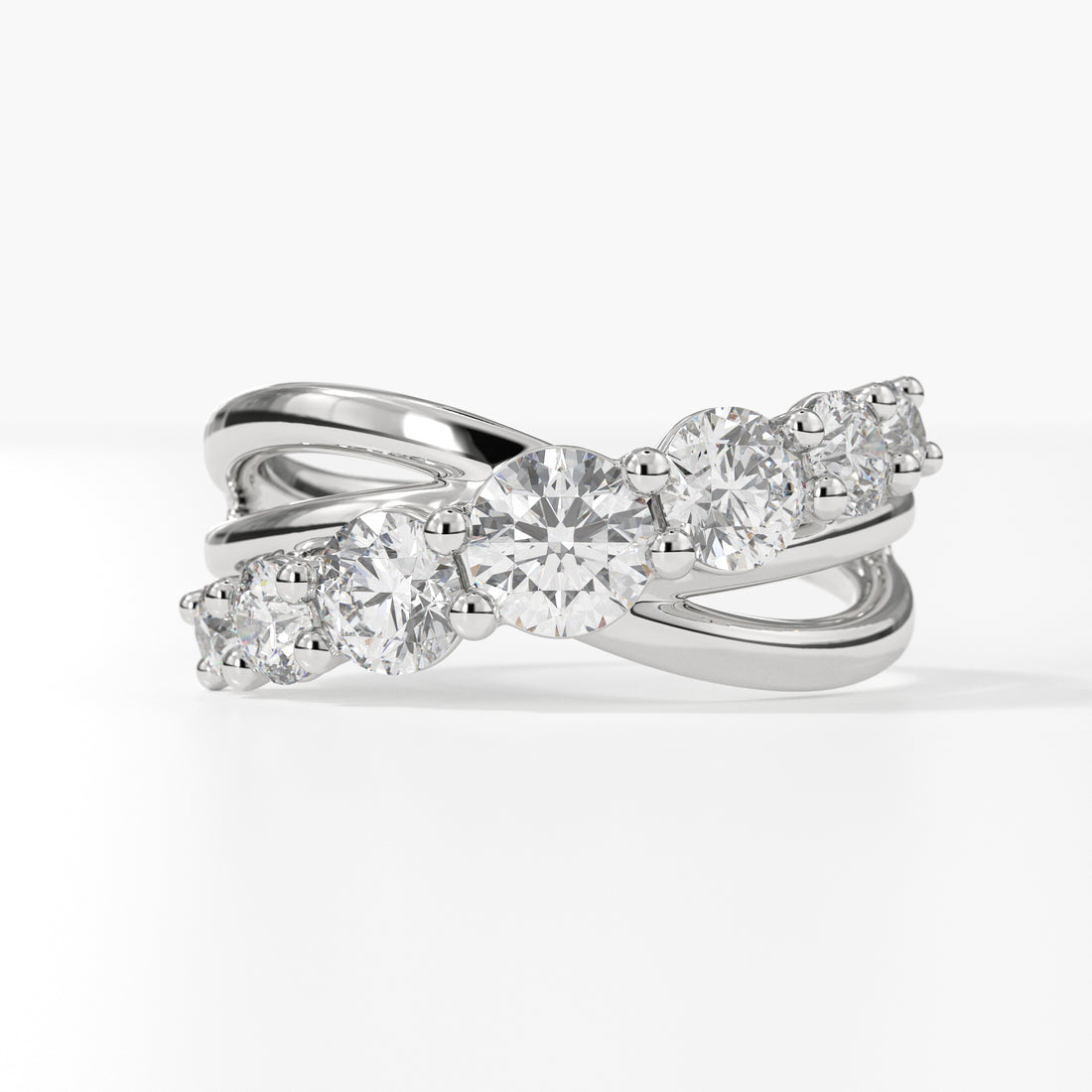 Round Cut Criss Cross Ring, Lab-Grown Solitaire Diamond Wedding Band