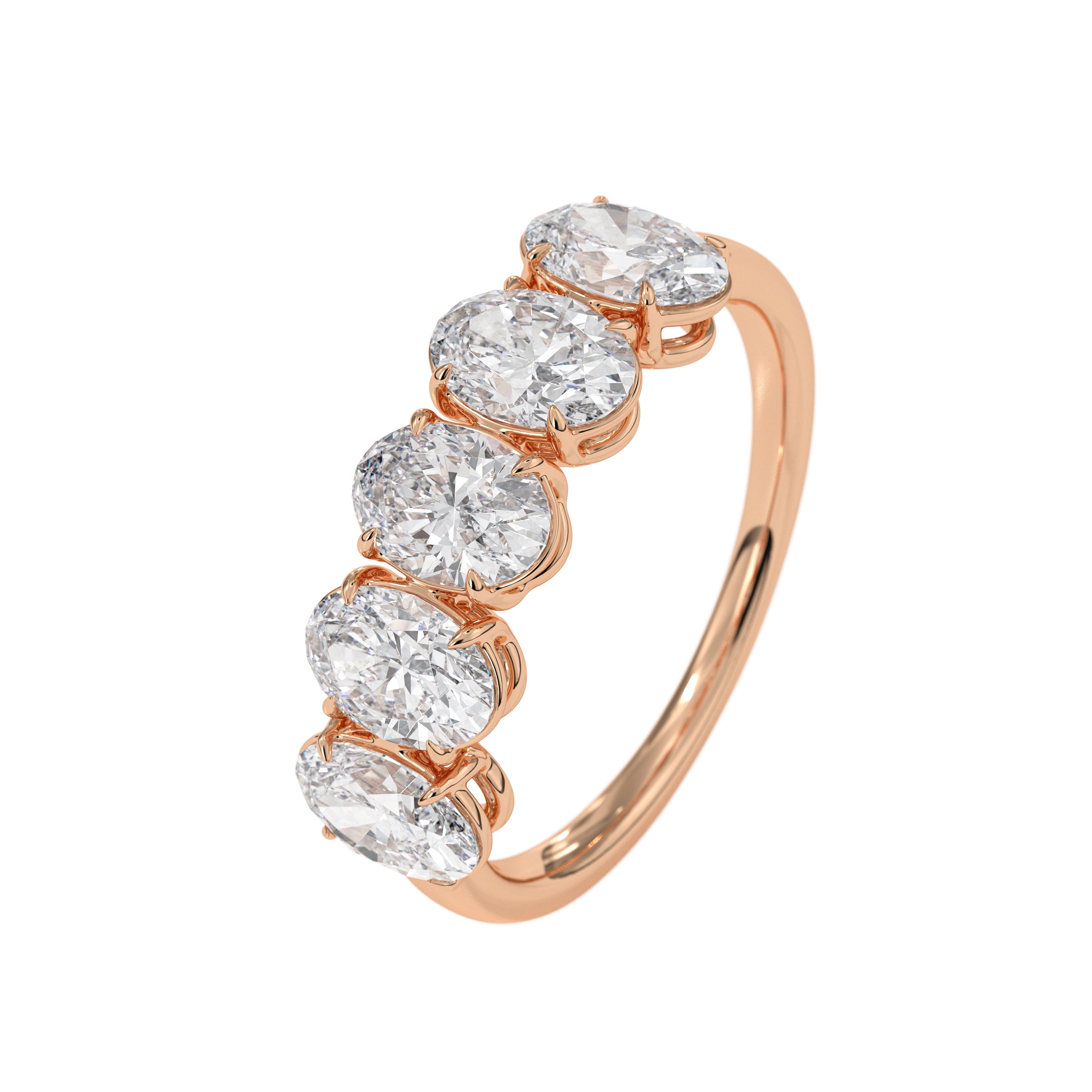 2.09 Carats Oval Cut Lab Grown Diamond Wedding Band In 14K Solid Gold