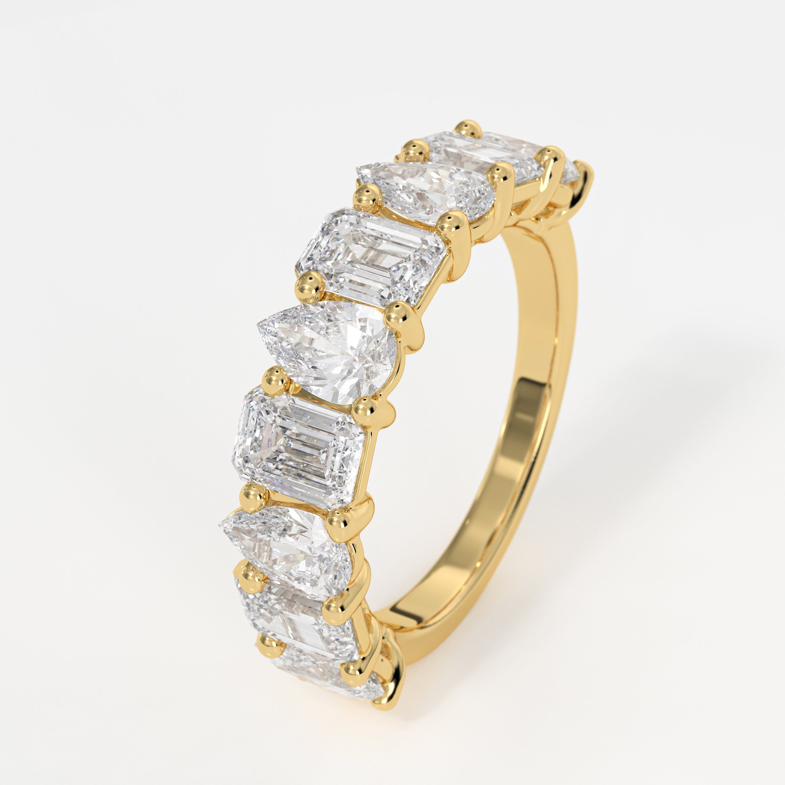 14K Solid Multi Shape Brilliant Cut Lab grown Diamond Half Eternity Band