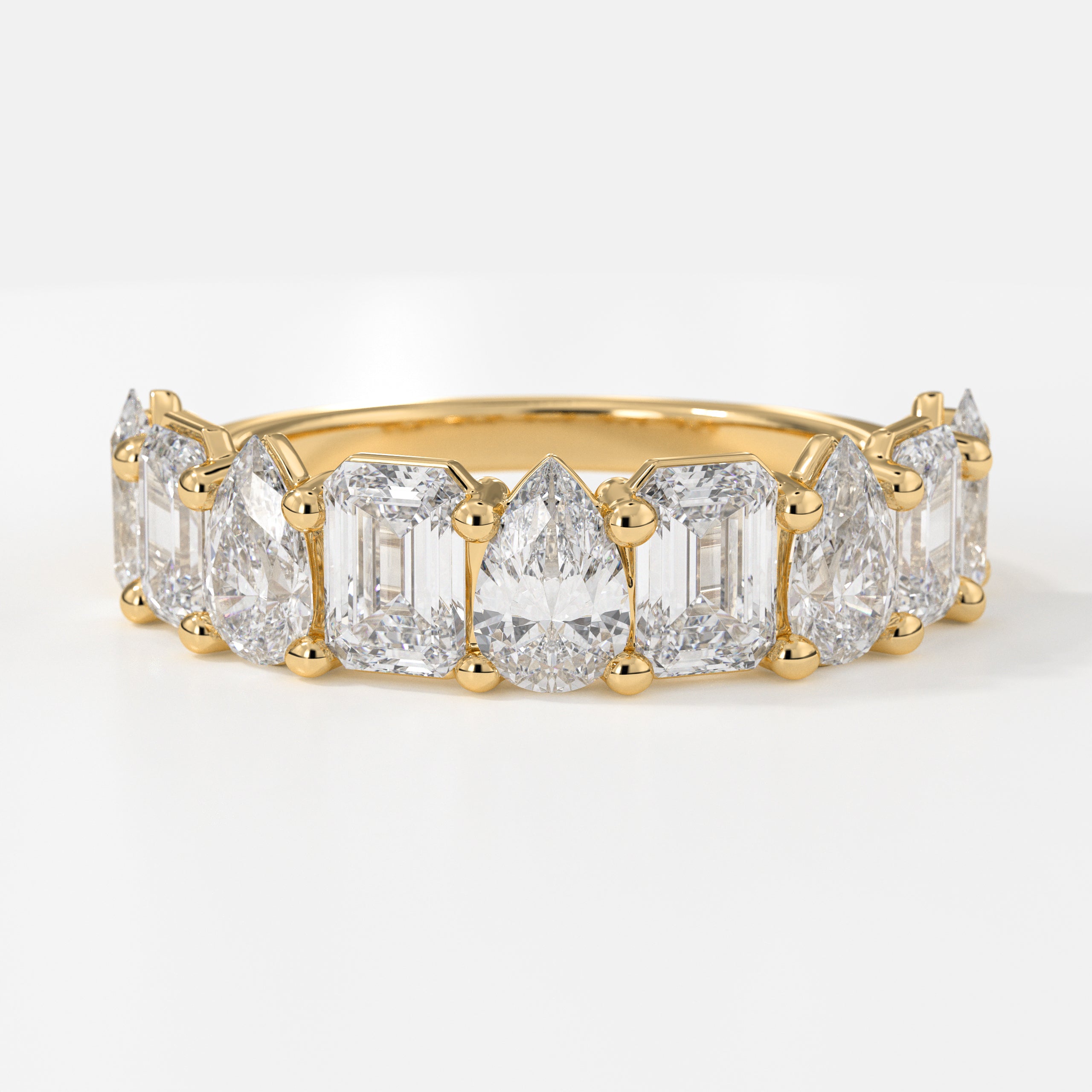 14K Solid Multi Shape Brilliant Cut Lab grown Diamond Half Eternity Band