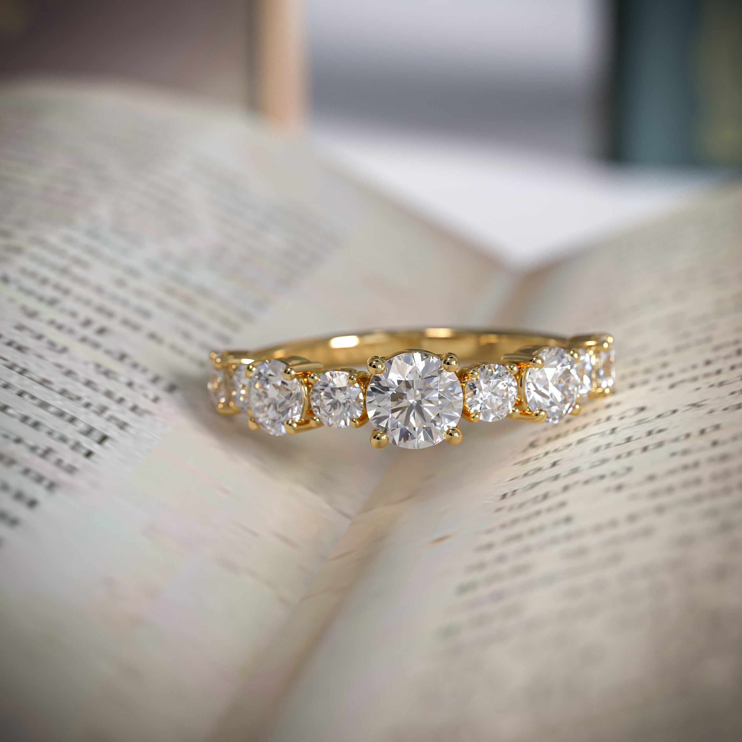 14K Gold Round Cut Lab Grown Diamond Simple Engagement Ring