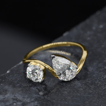 Lab-Grown Pear and Round Diamond Bypass Ring | Sustainable Luxury by Elrock Jewels™