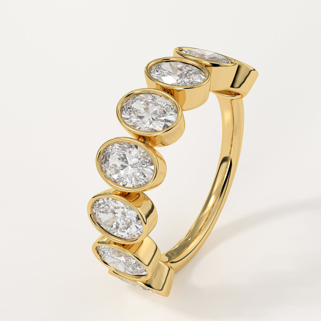 14K Solid Gold Oval Eternity Lab Grown Diamond Wedding Band