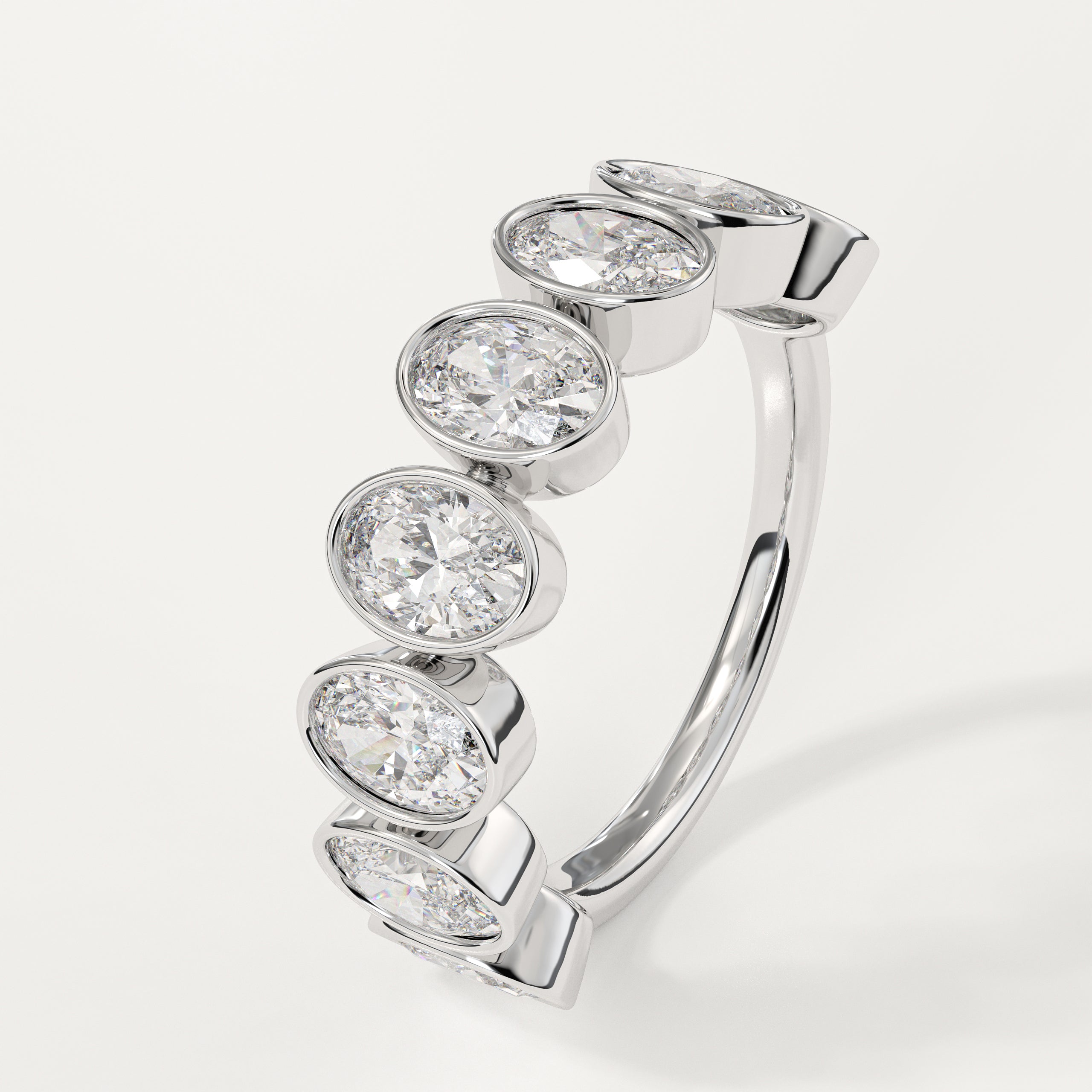 14K Solid Gold Oval Eternity Lab Grown Diamond Wedding Band