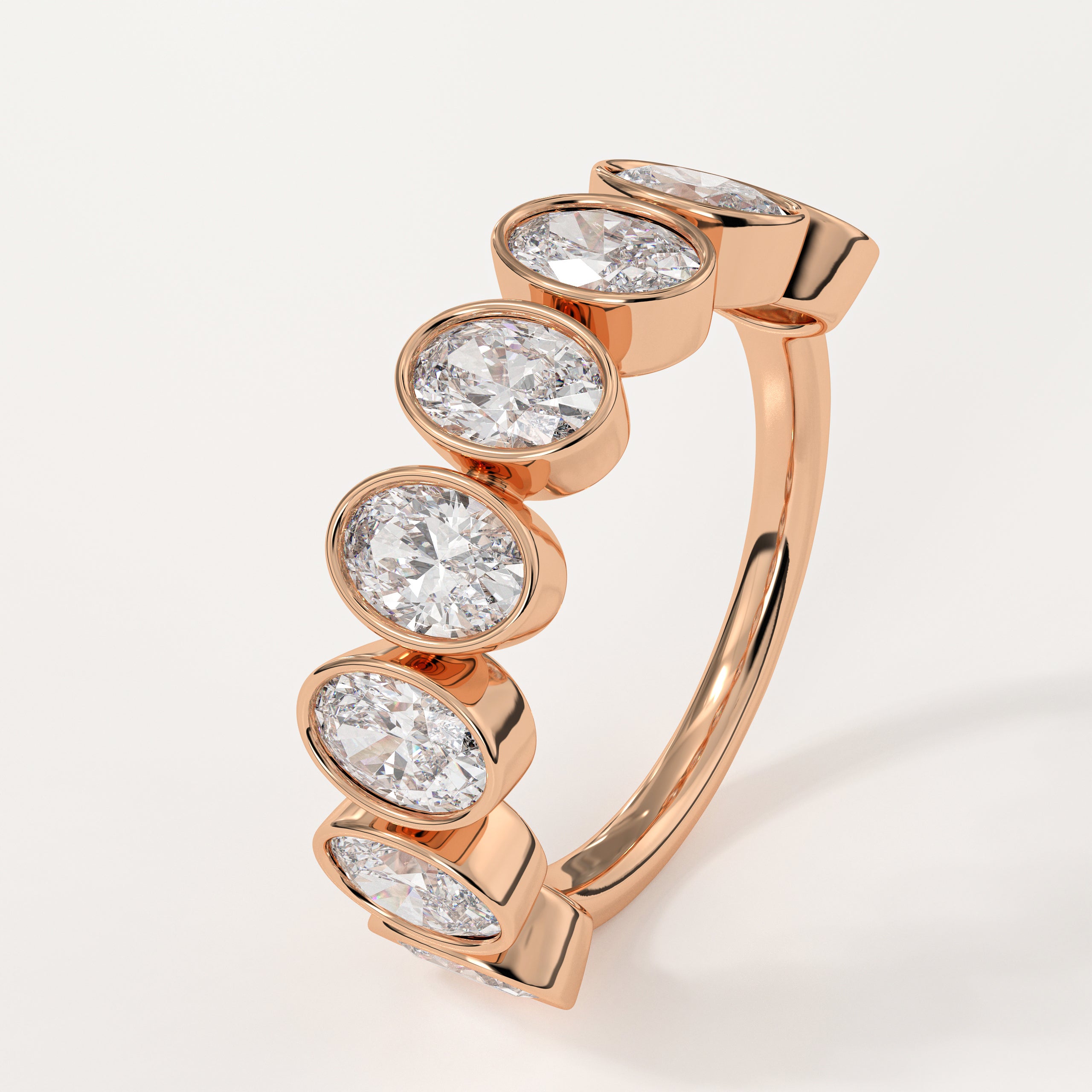 14K Solid Gold Oval Eternity Lab Grown Diamond Wedding Band