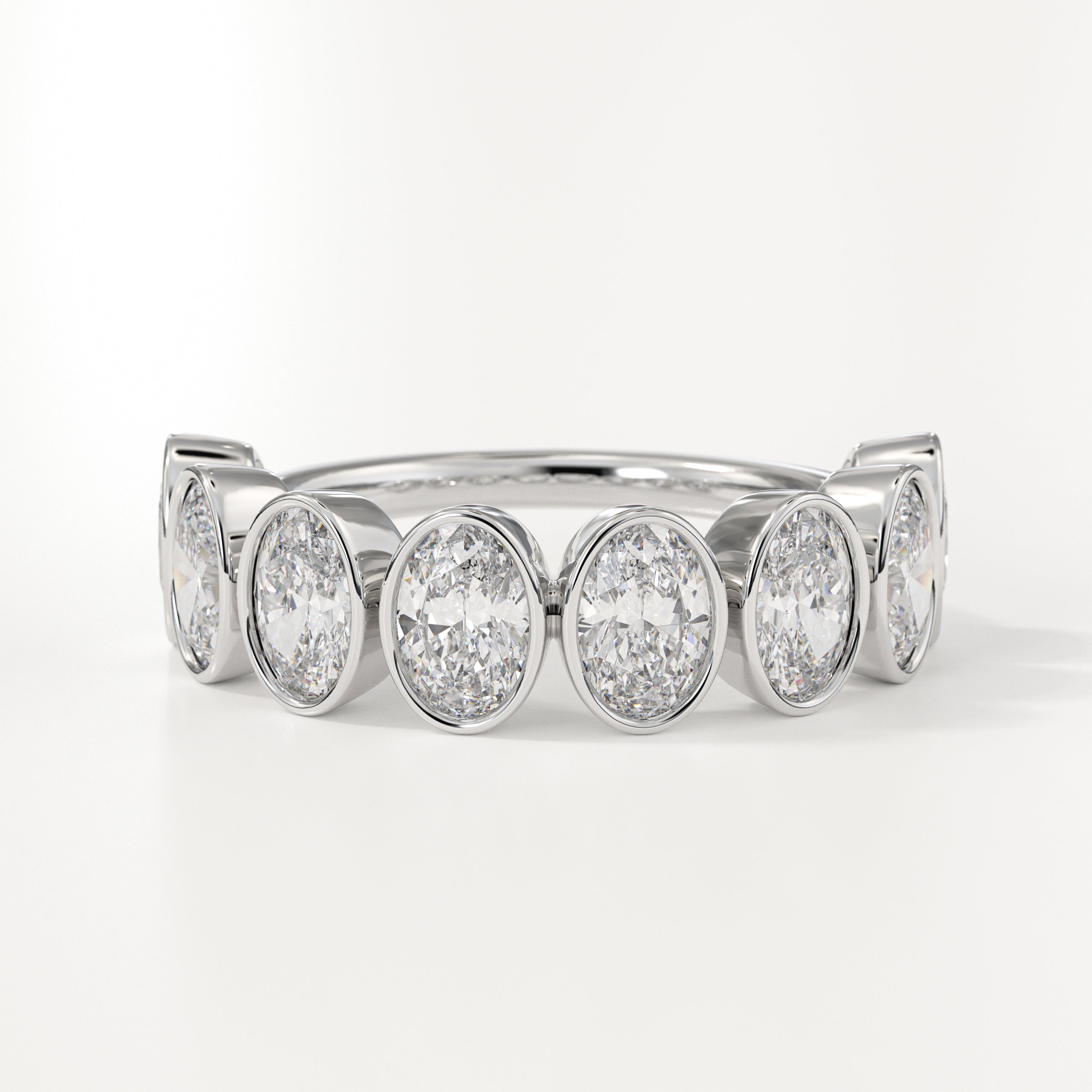 14K Solid Gold Oval Eternity Lab Grown Diamond Wedding Band