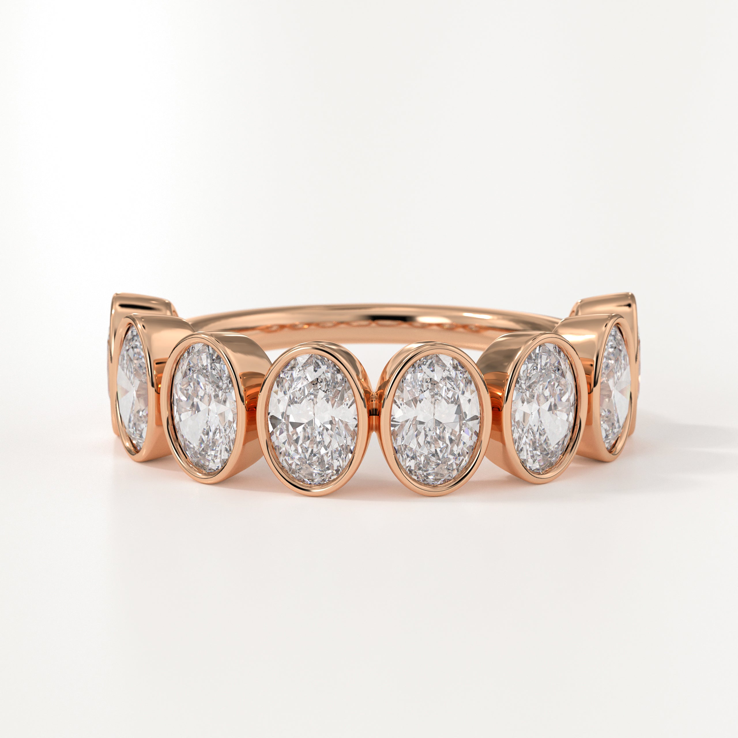 14K Solid Gold Oval Eternity Lab Grown Diamond Wedding Band