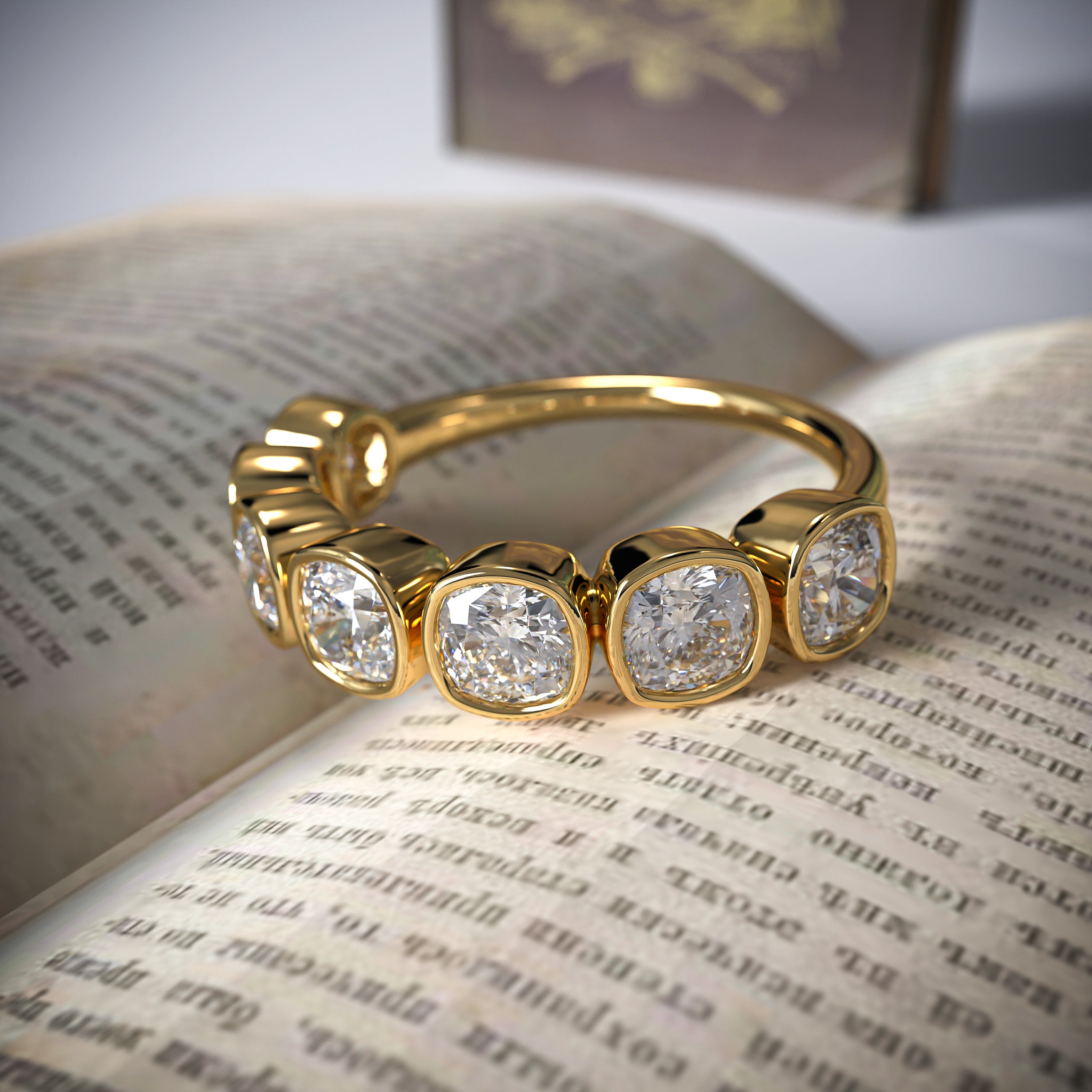 14K Rose Gold Cushion Cut Lab Grown Diamond Ring