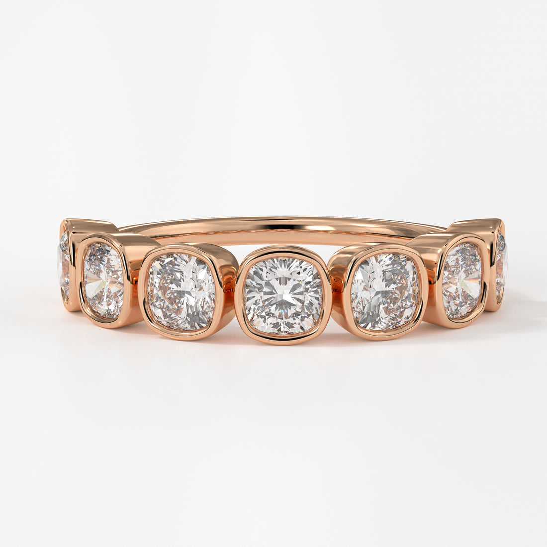 Cushion Cut Bezel Set Lab Grown Diamond Band | Sustainable Luxury by Elrock Jewels™