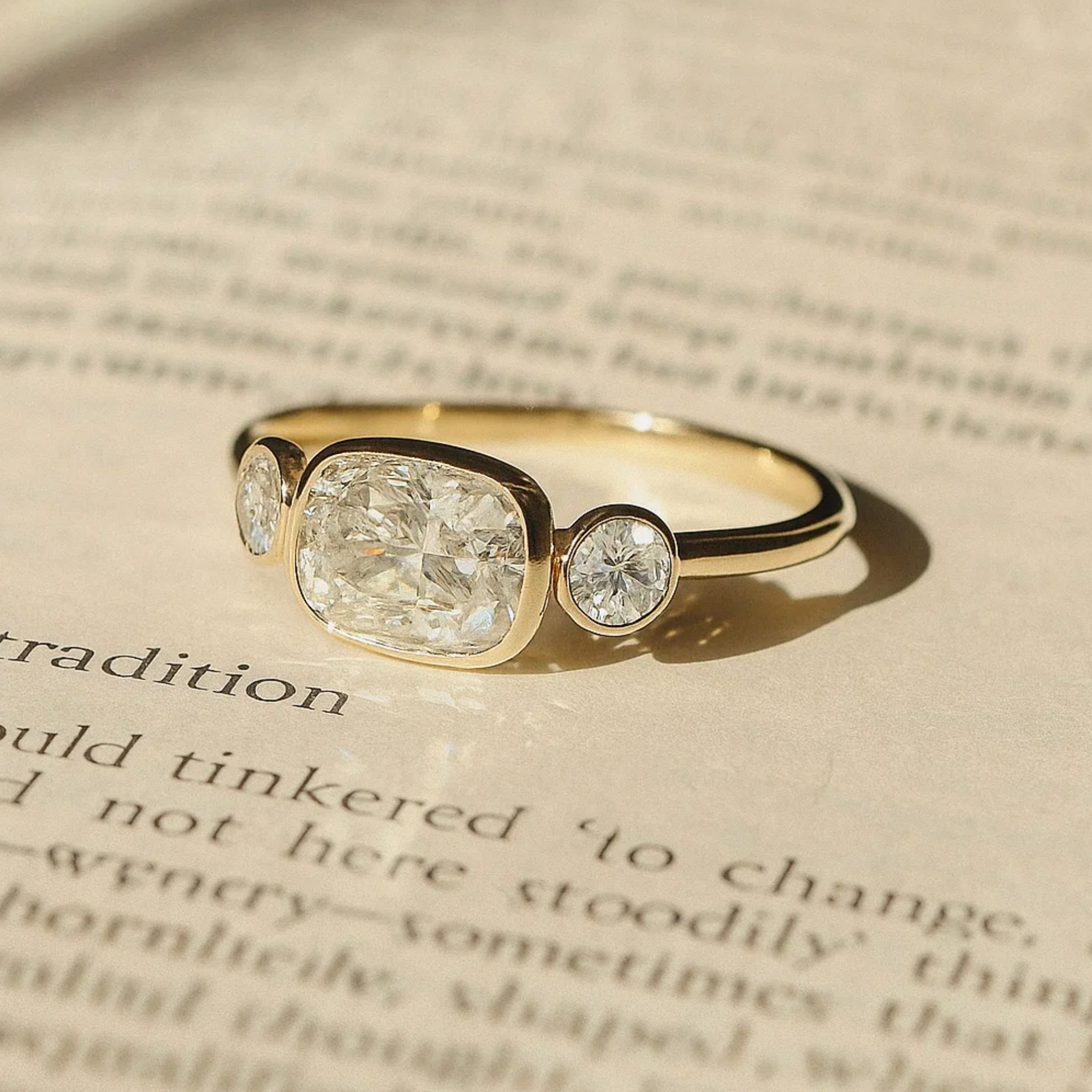 14K Gold 2 CT Elongated Cushion Engagement Ring