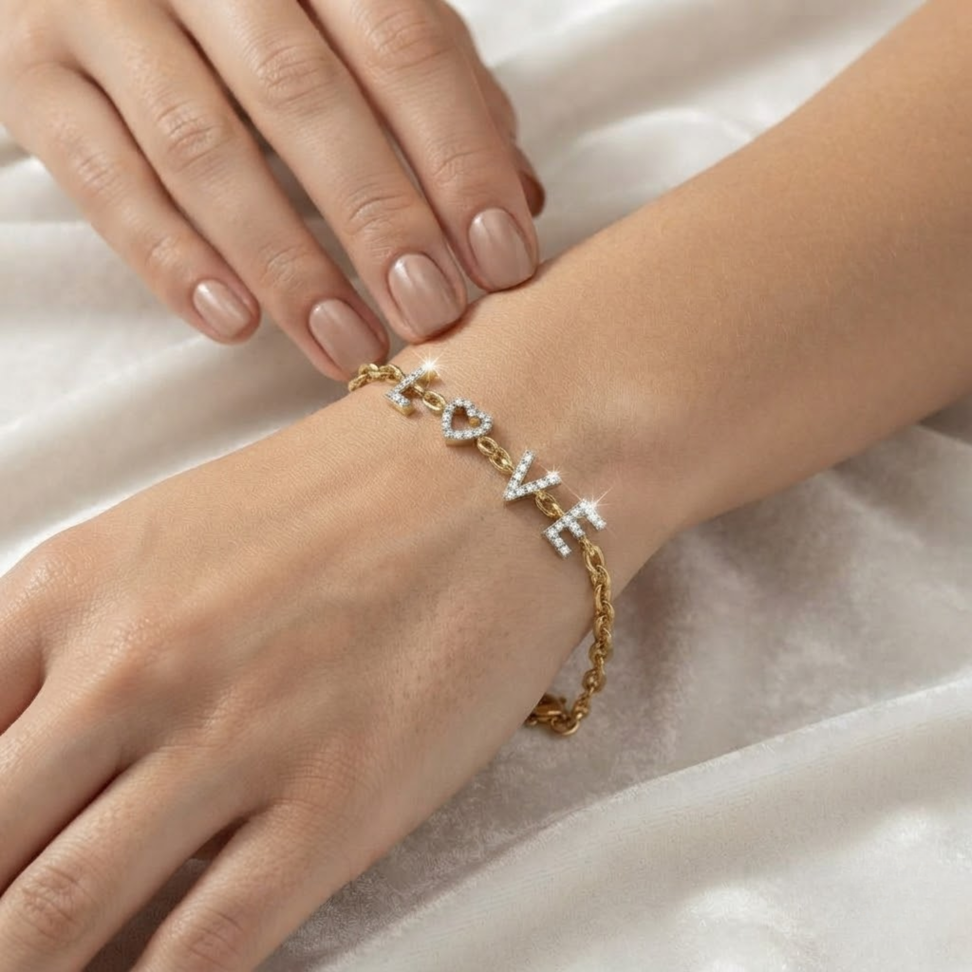 Lab Grown Diamond LOVE Unique Chain Bracelet