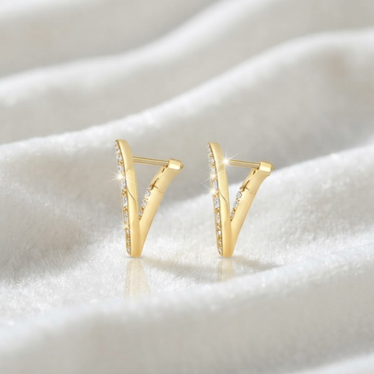 14 Karat Gold im Labor gezüchtete Diamant-Creolen (Hoop Huggie), Pavé-Fassung