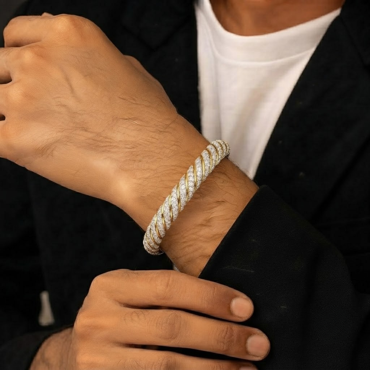 Diamond Cuff Bangle for Men