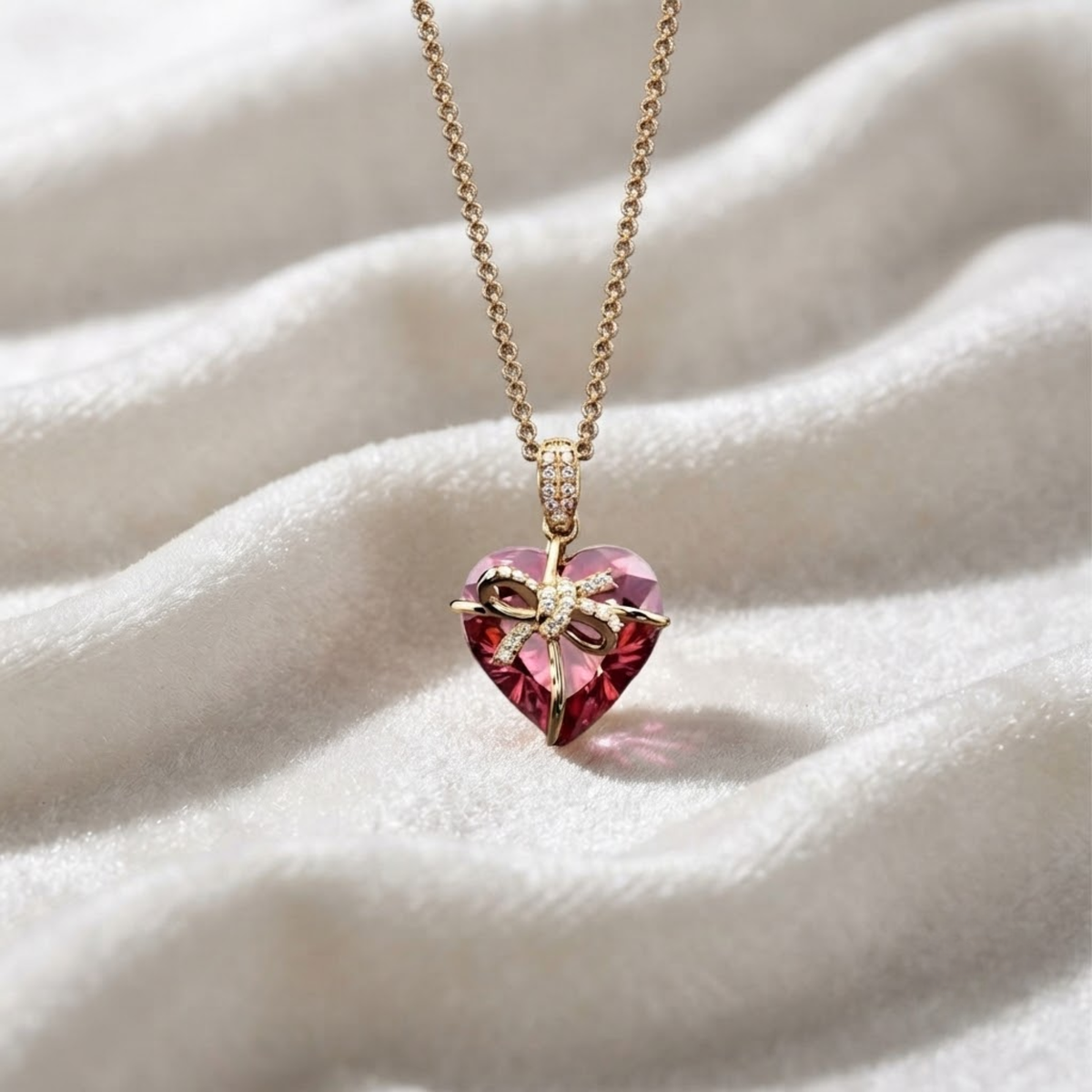 Heart Ruby Charm Necklace July Birthstone Pendant