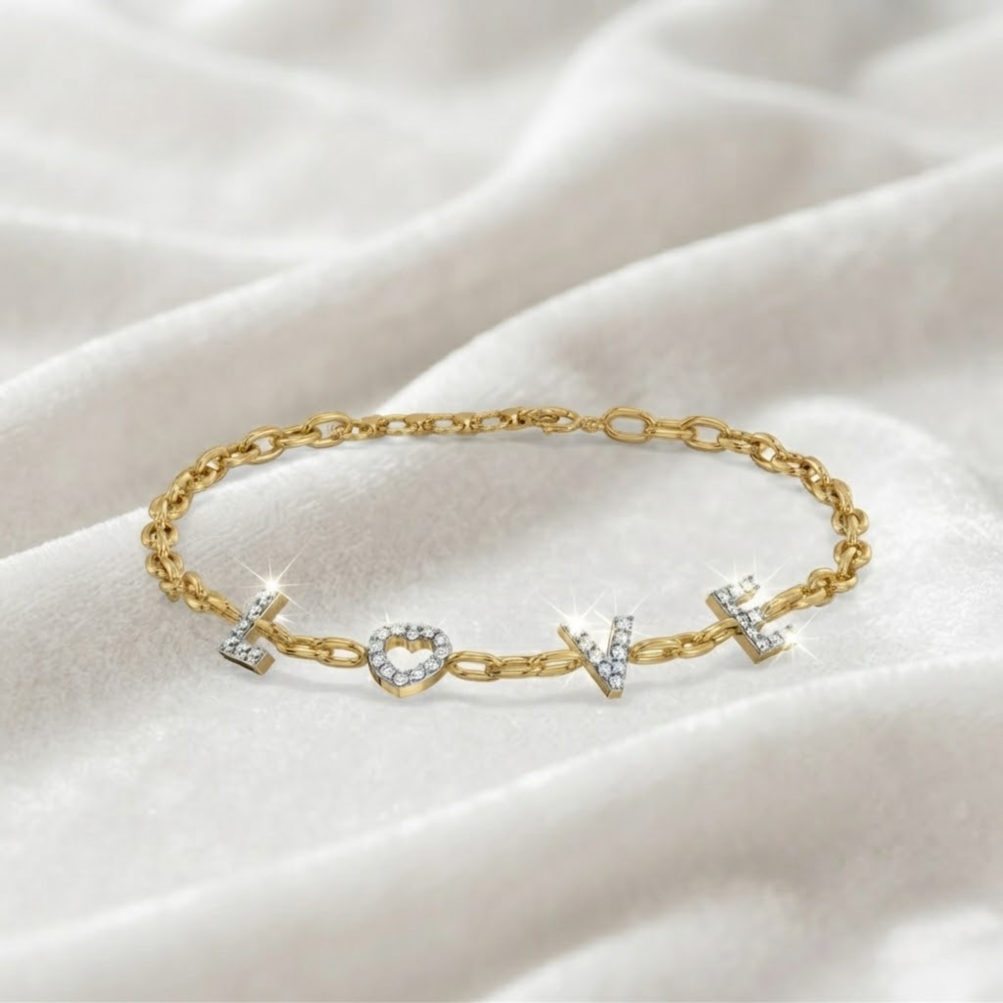 Lab Grown Diamond LOVE Unique Chain Bracelet