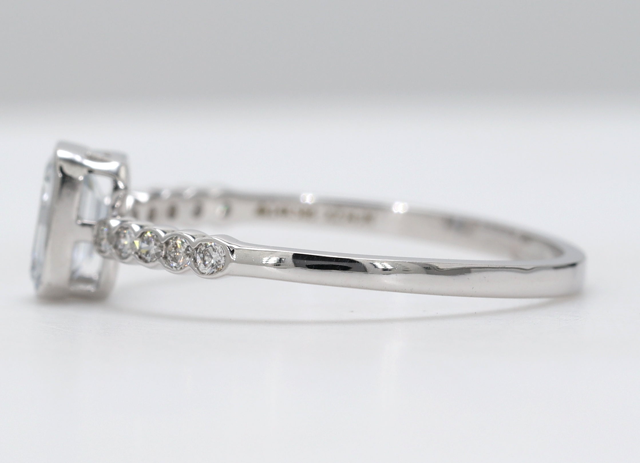 14K Gold Emerald Cut Bezel Set Solitaire Diamond Ring