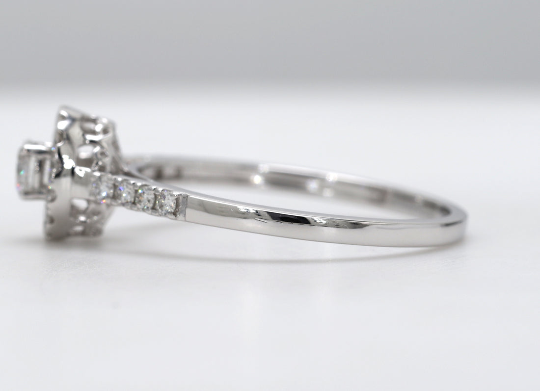 Lab Grown Diamond Halo Engagement Ring, Round Brilliant Cut Lab Created Diamond Ring