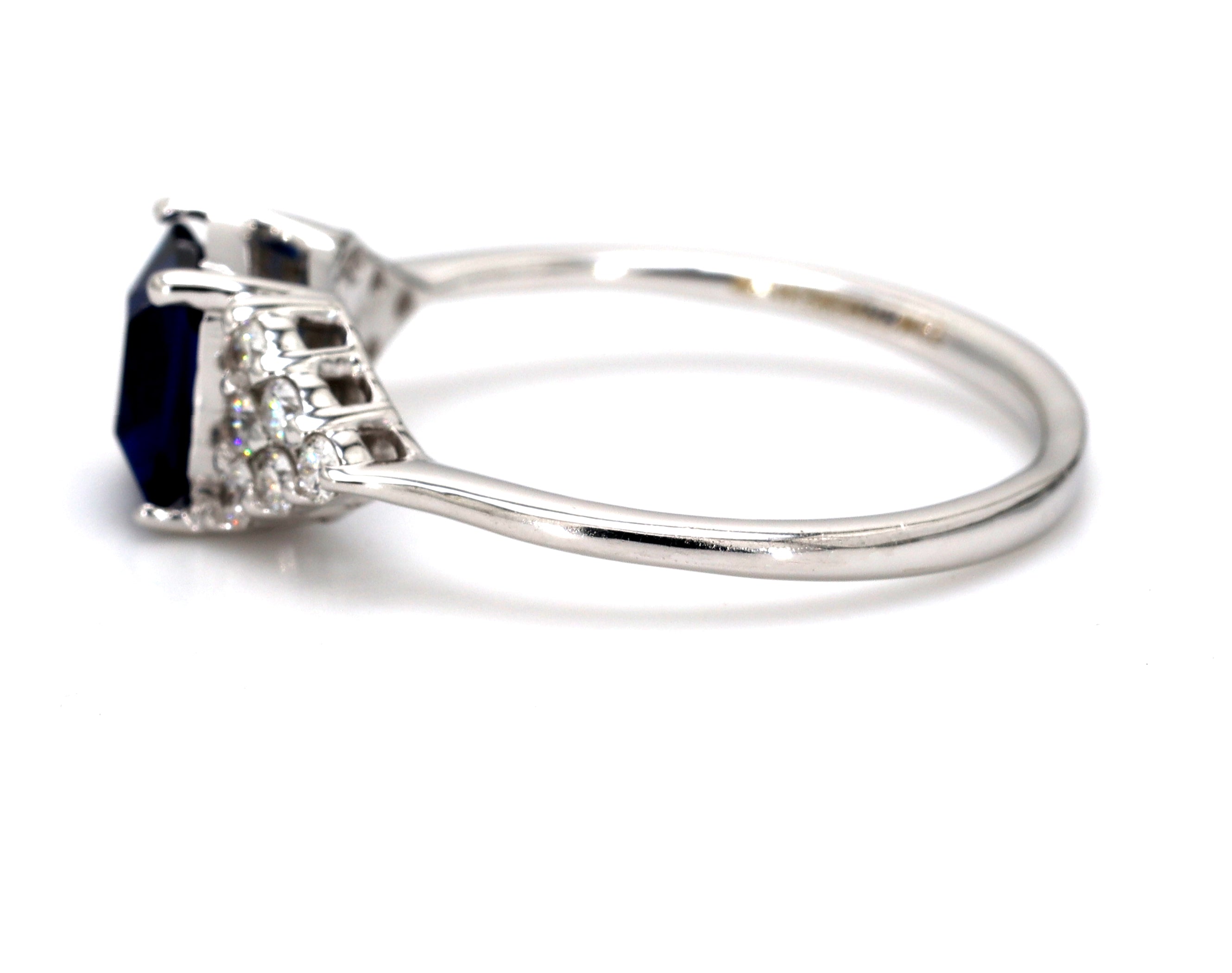 14K Vintage Sapphire Ring, Blue Gemstone Engagement Ring