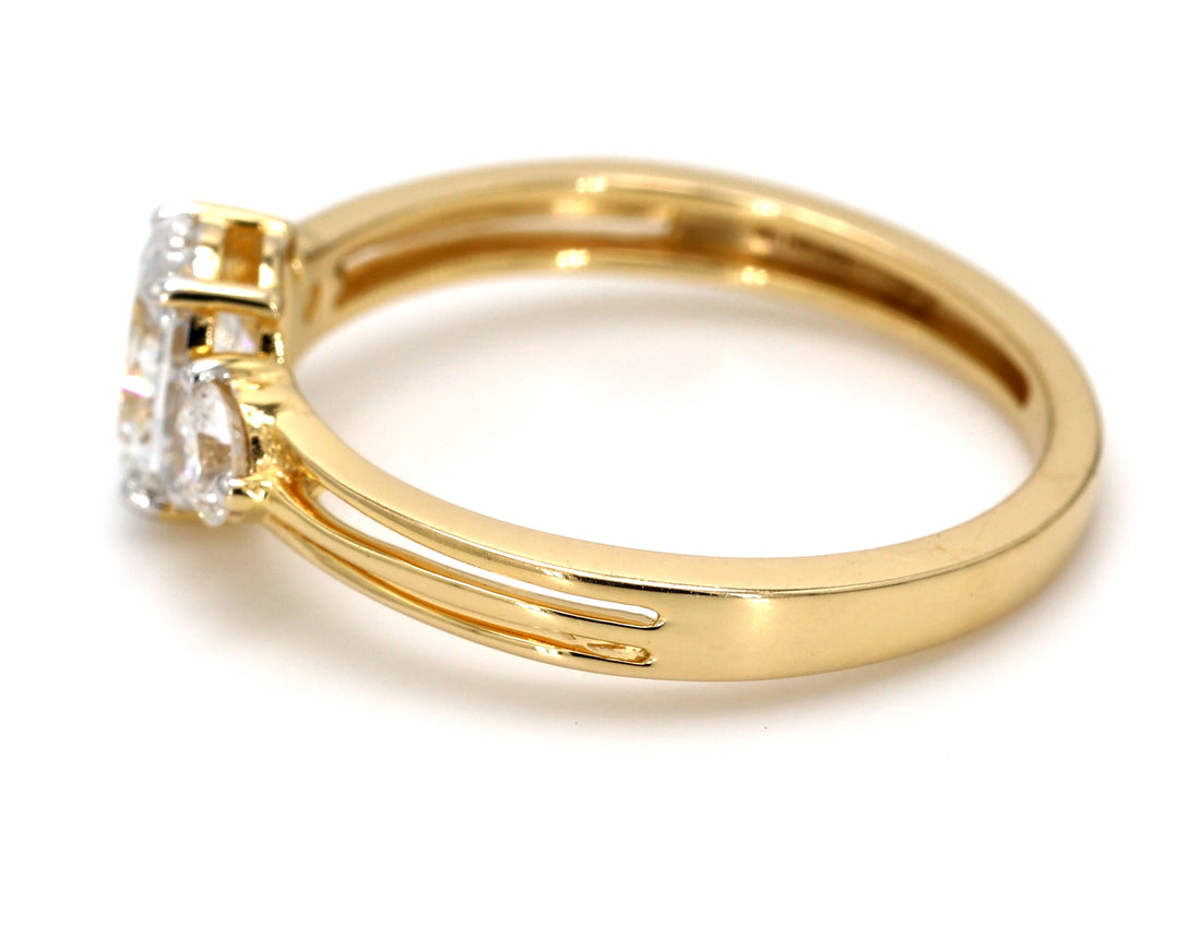 Engagement Ring Oval Shape, Solid 14k Gold Oval Shape Lab Grown Diamond Three Stone Engagement Ring