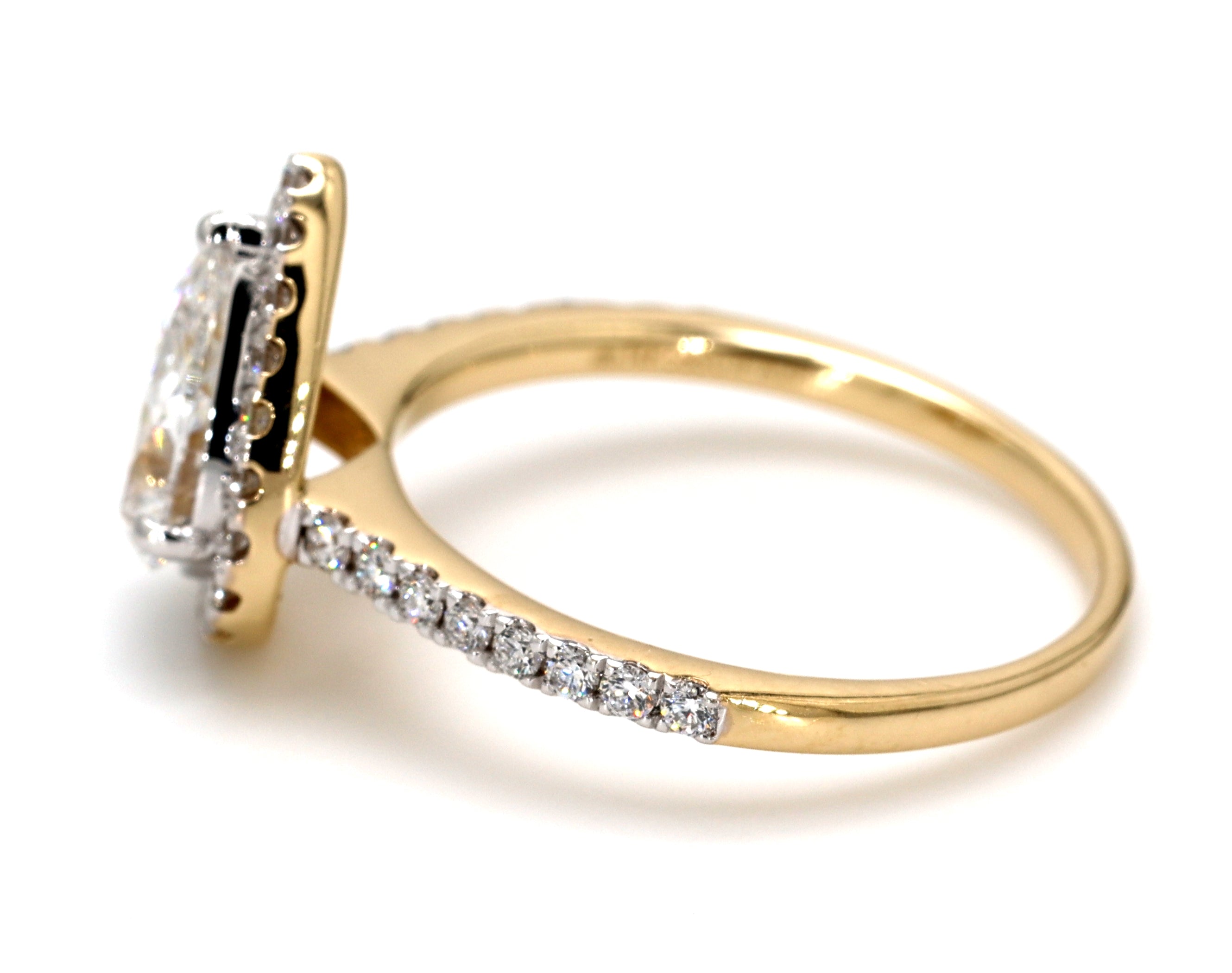14K Gold Lab Grown Diamond Pear Shaped Halo Ring