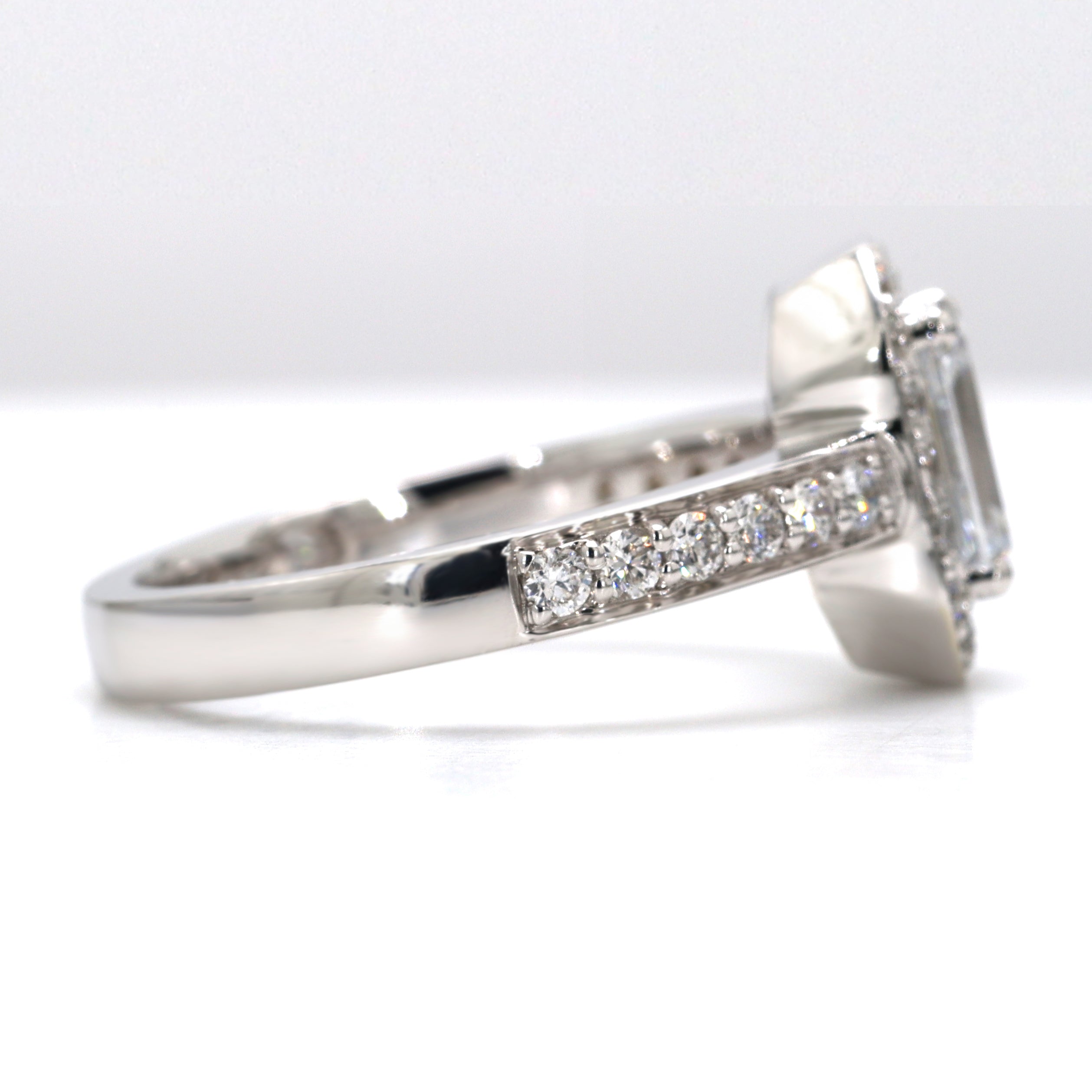 14K Gold Emerald cut Outer Halo Ring