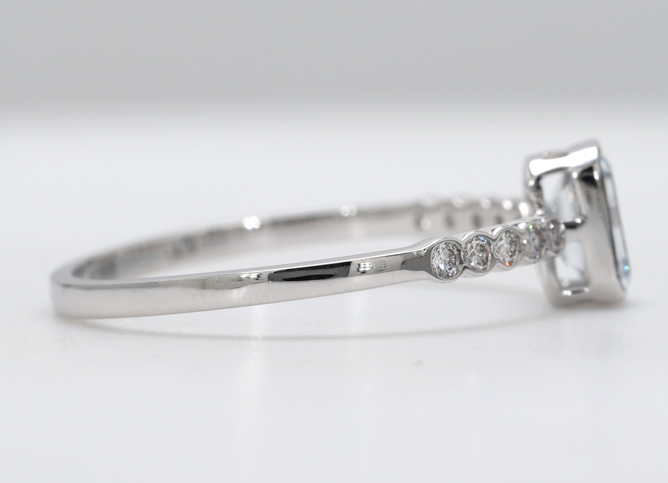 14K Gold Emerald Cut Bezel Set Solitaire Diamond Ring