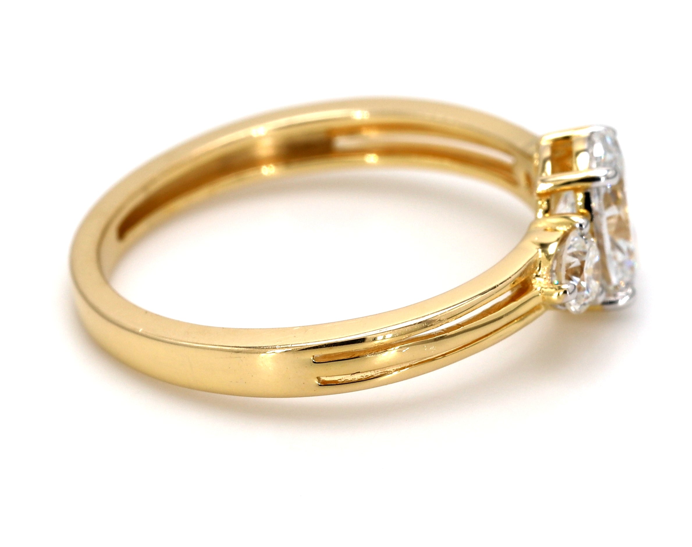 14k Gold Oval Shape Lab Grown Diamond Three Stone Engagement Ring
