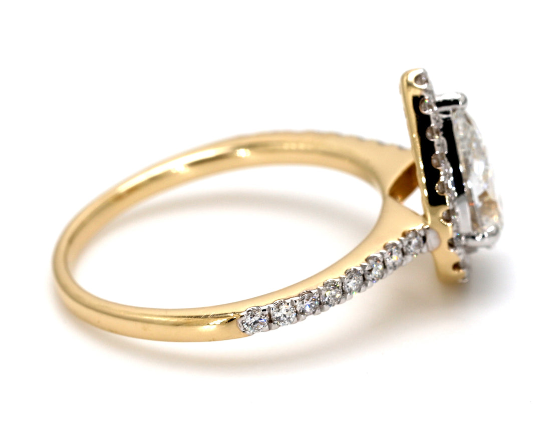 Pear Lab Grown Diamond Ring Pear Shaped Halo Engagement Ring Genuine Lab Grown Diamond Anniversary Ring