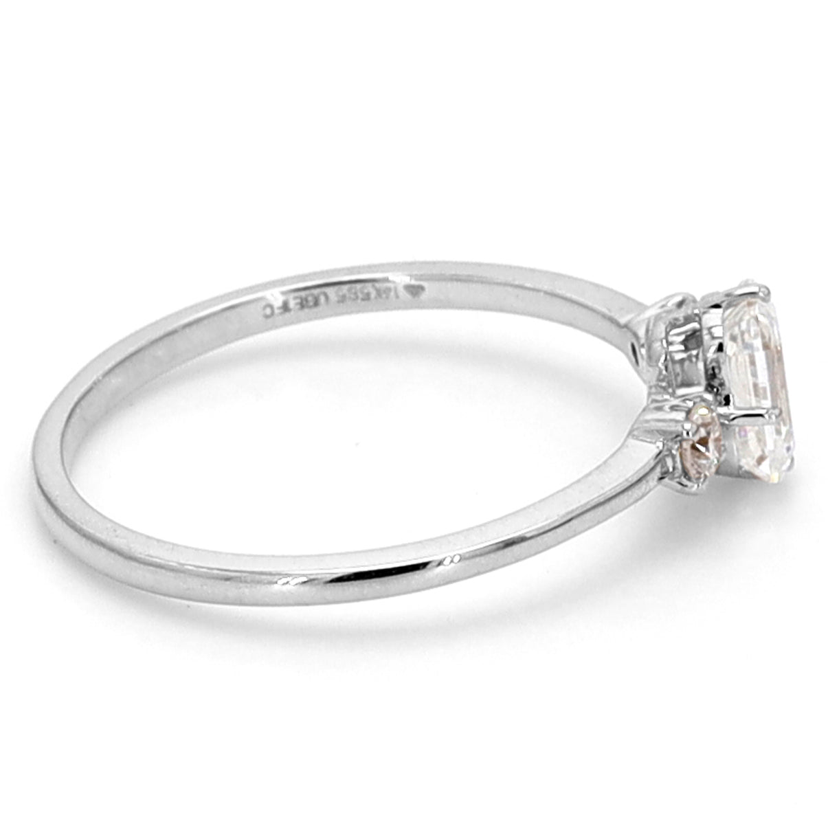 14K Gold Emerald Cut Diamond Engagement Ring