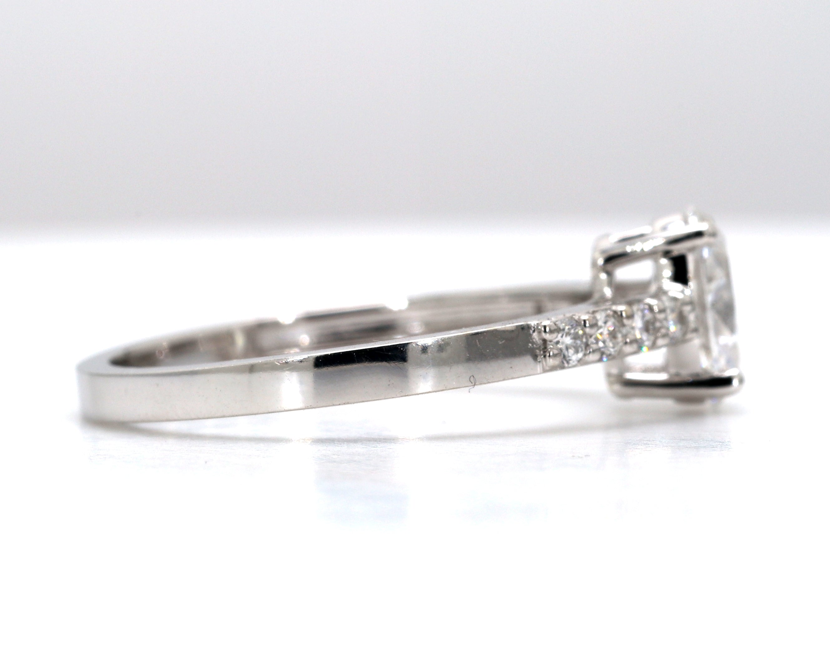 14K Gold Lab Grown Oval Cut Diamond Solitaire Halo Engagement Ring
