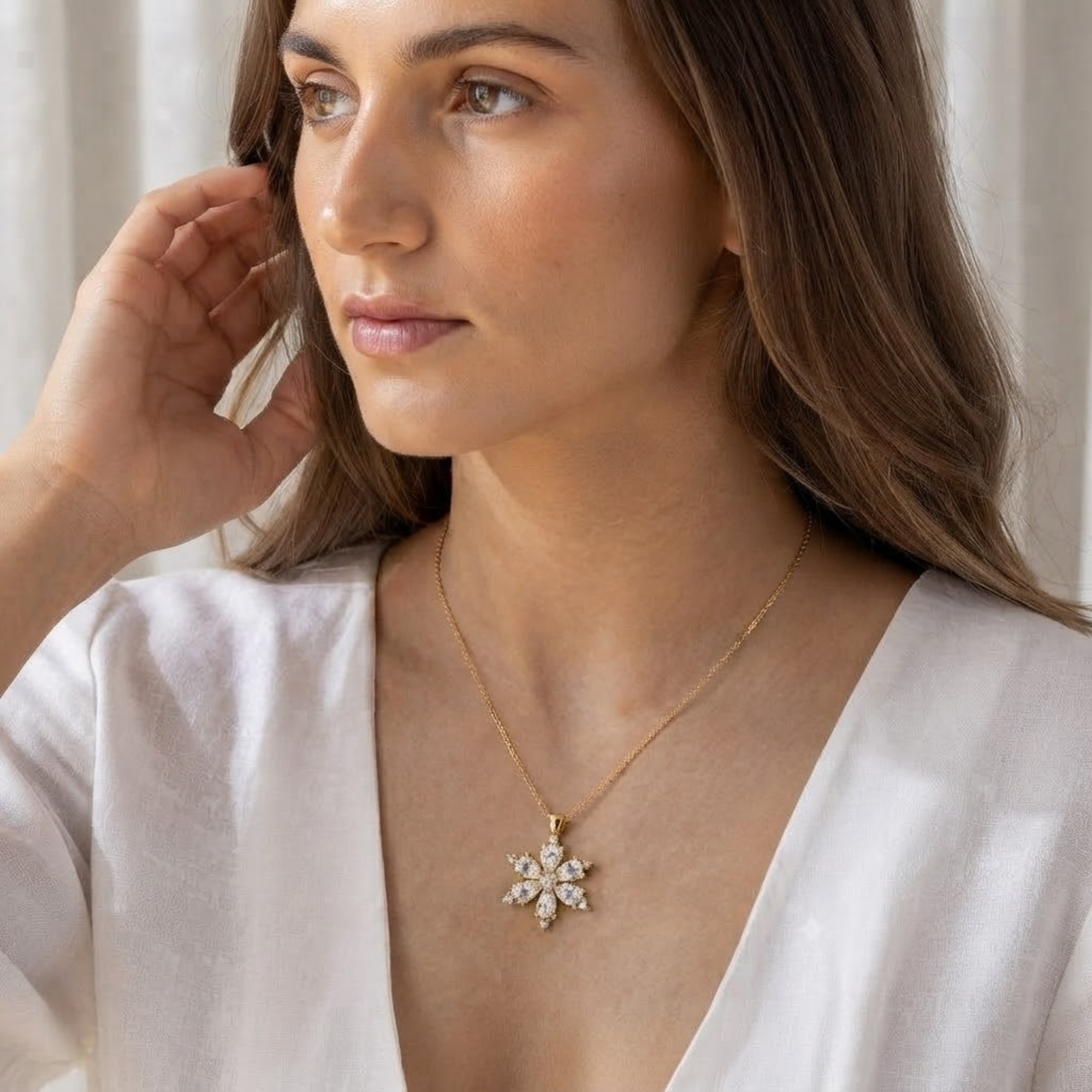 Floral Lab Grown Diamond Pendant Necklace