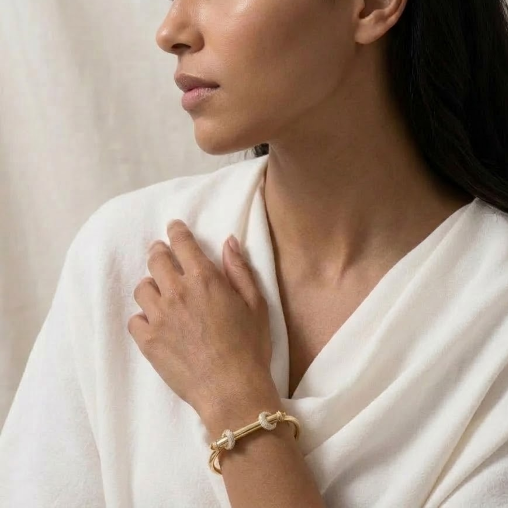 1.10 CTW Diamond Bangle Bracelet, Pave Nail-Inspired Bracelet in 14K Solid Gold