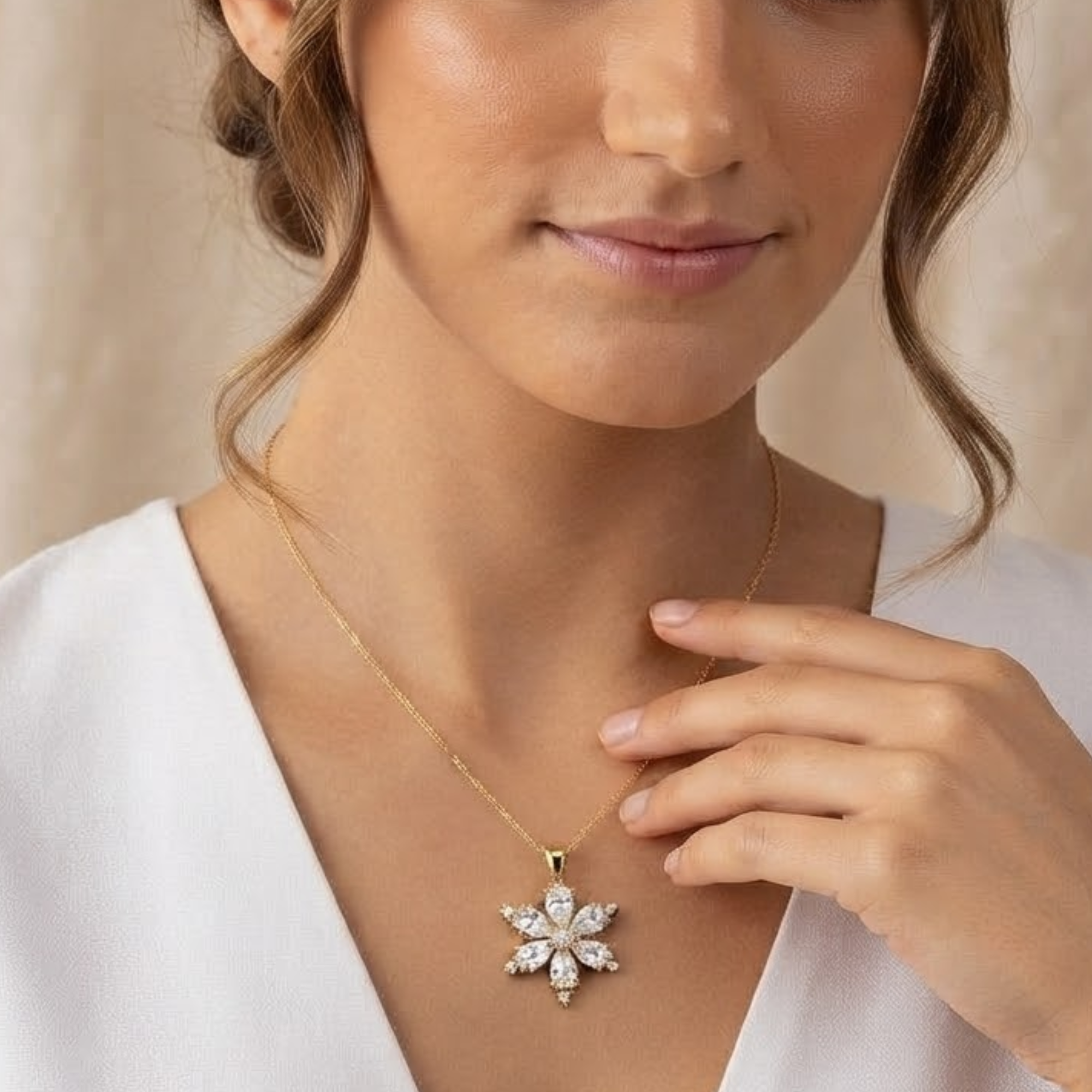 Floral Lab Grown Diamond Pendant Necklace